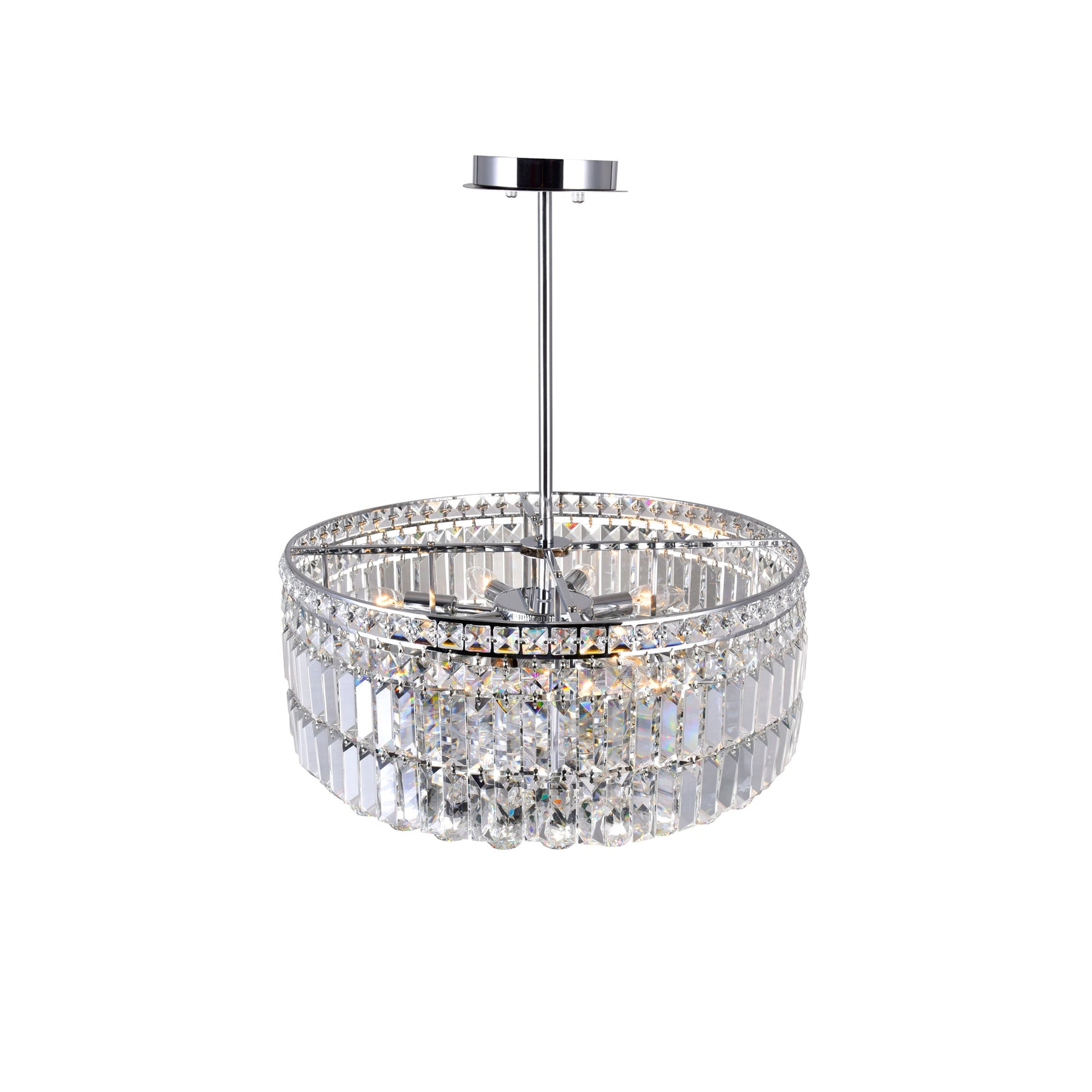 Colosseum 8 Light 20in Chrome Down Chandelier with Crystals - CWI Lighting