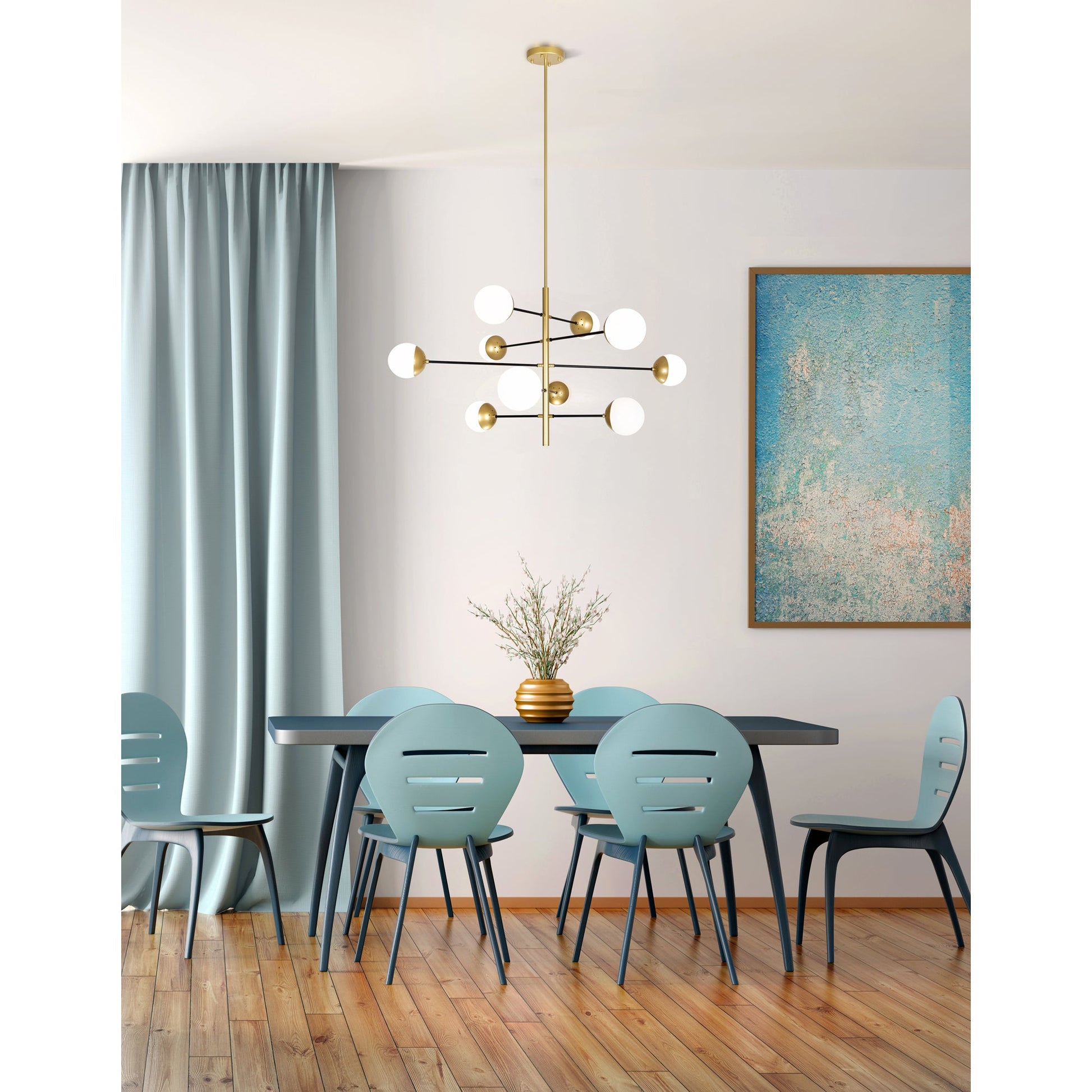Compass 10 Light Medallion Gold Chandelier - CWI Lighting