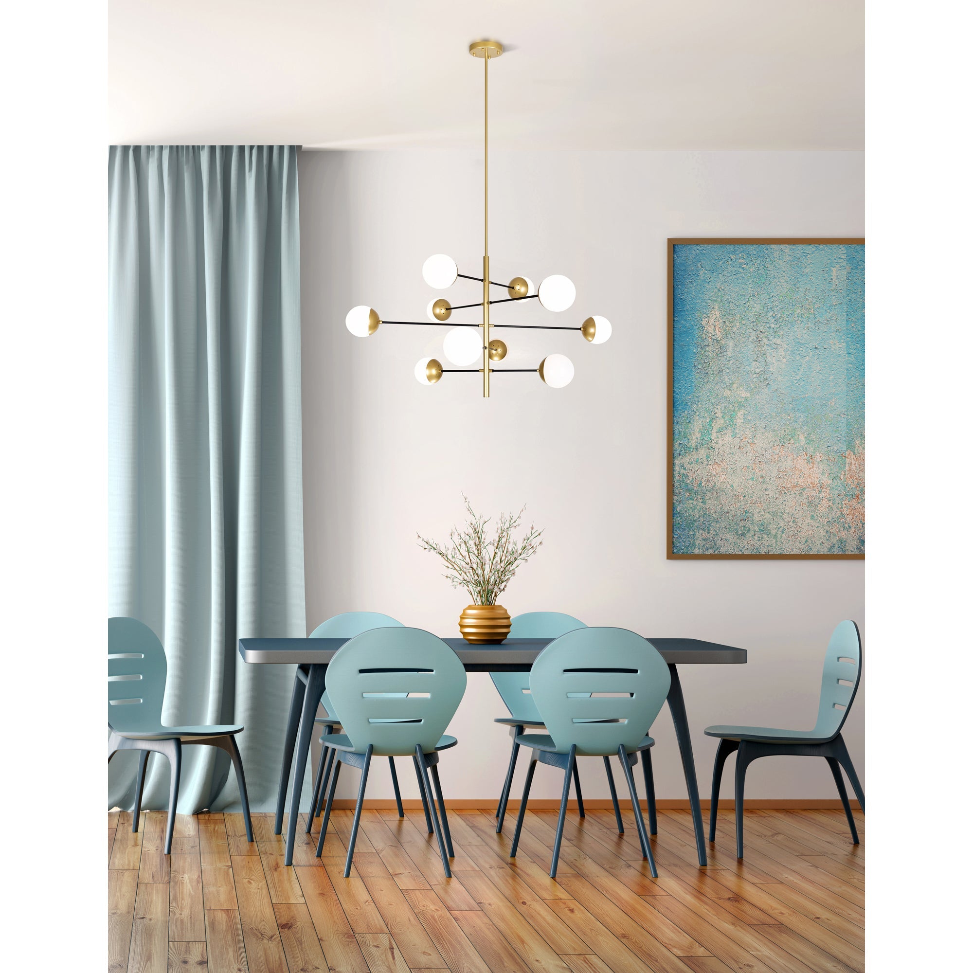 Compass 10 Light Medallion Gold Chandelier - CWI Lighting