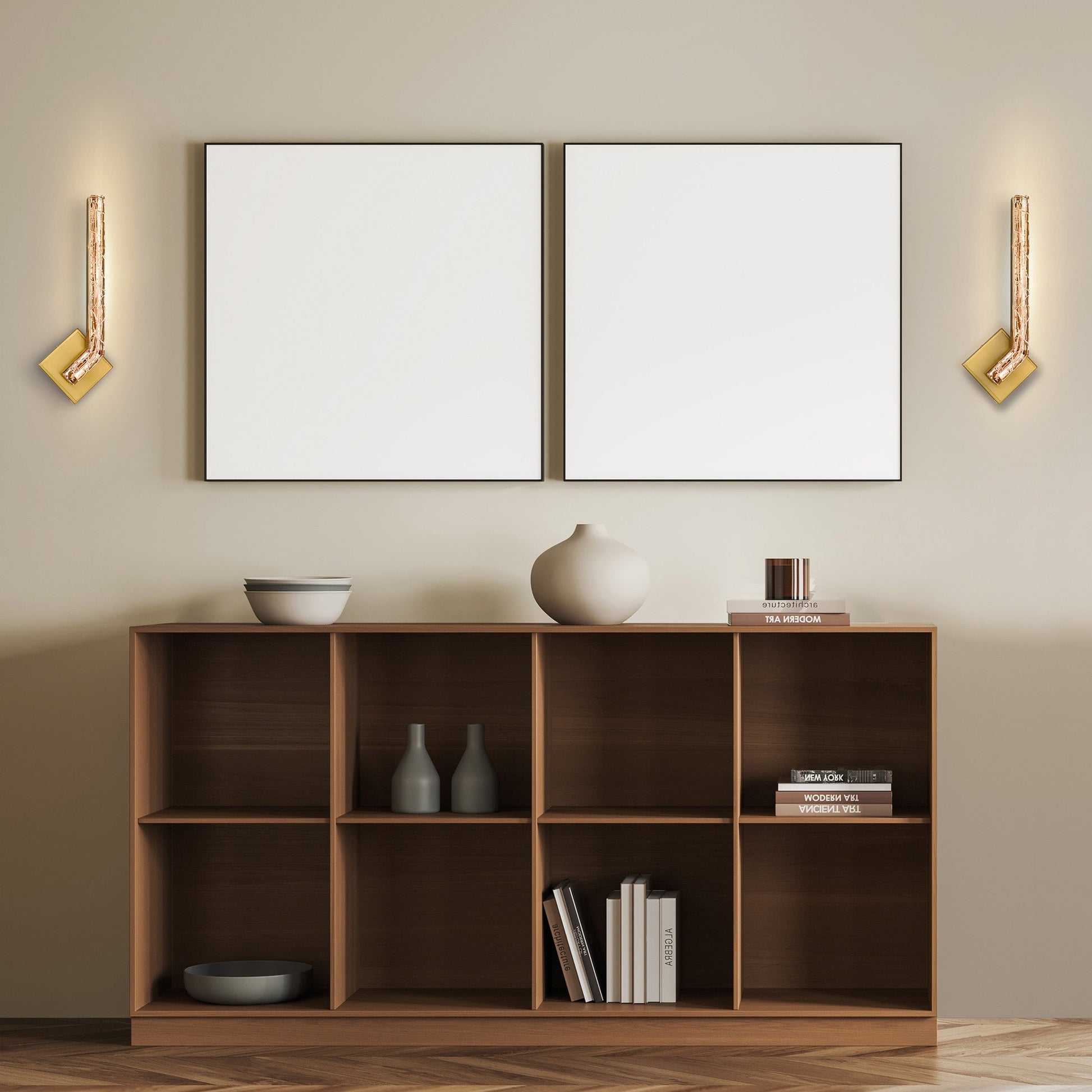 Contour Integrated LED 19in Brass Wall Light with Handcrafted Glass - CWI Lighting
