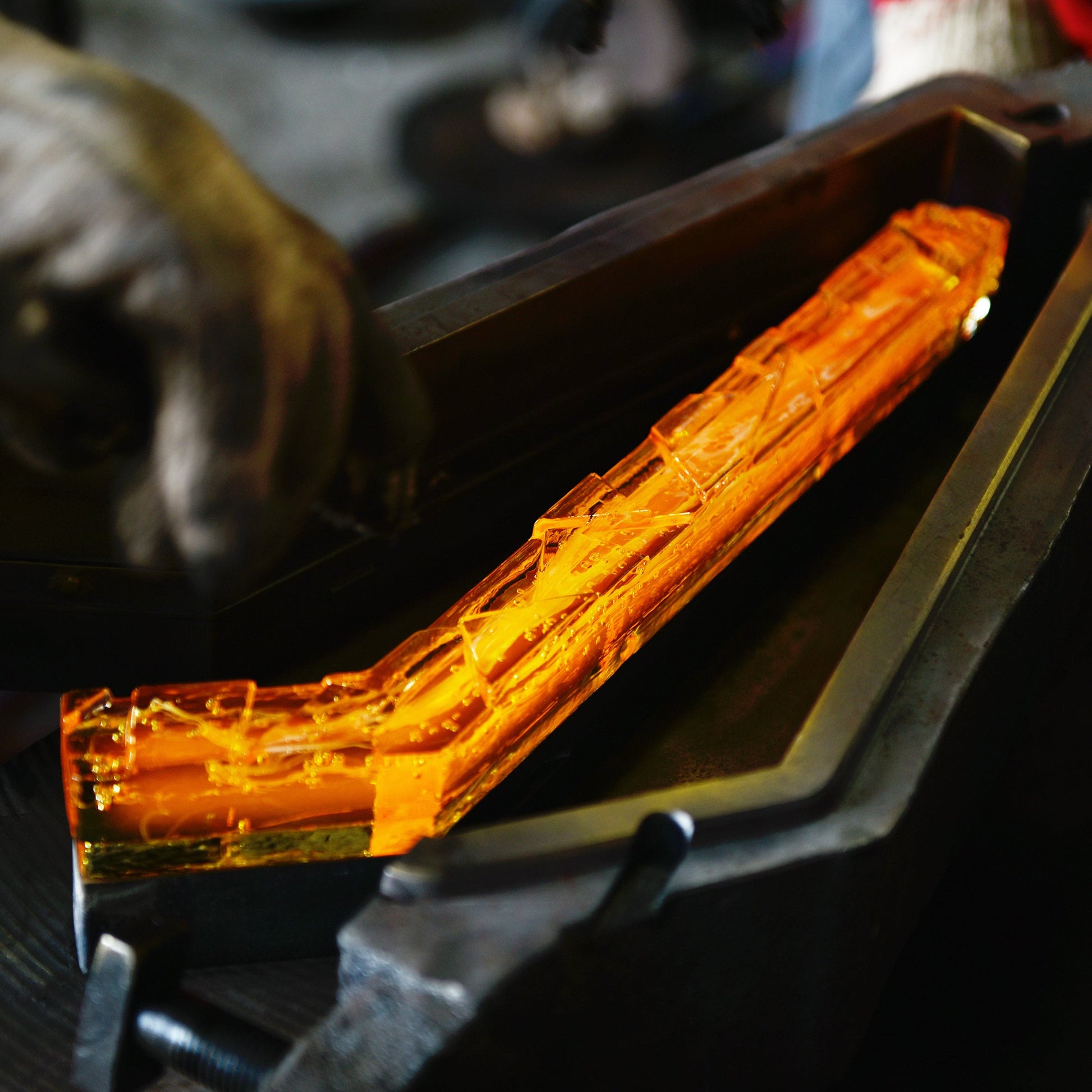 Contour Integrated LED 33in Brass Vanity Light with Handcrafted Glass - CWI Lighting