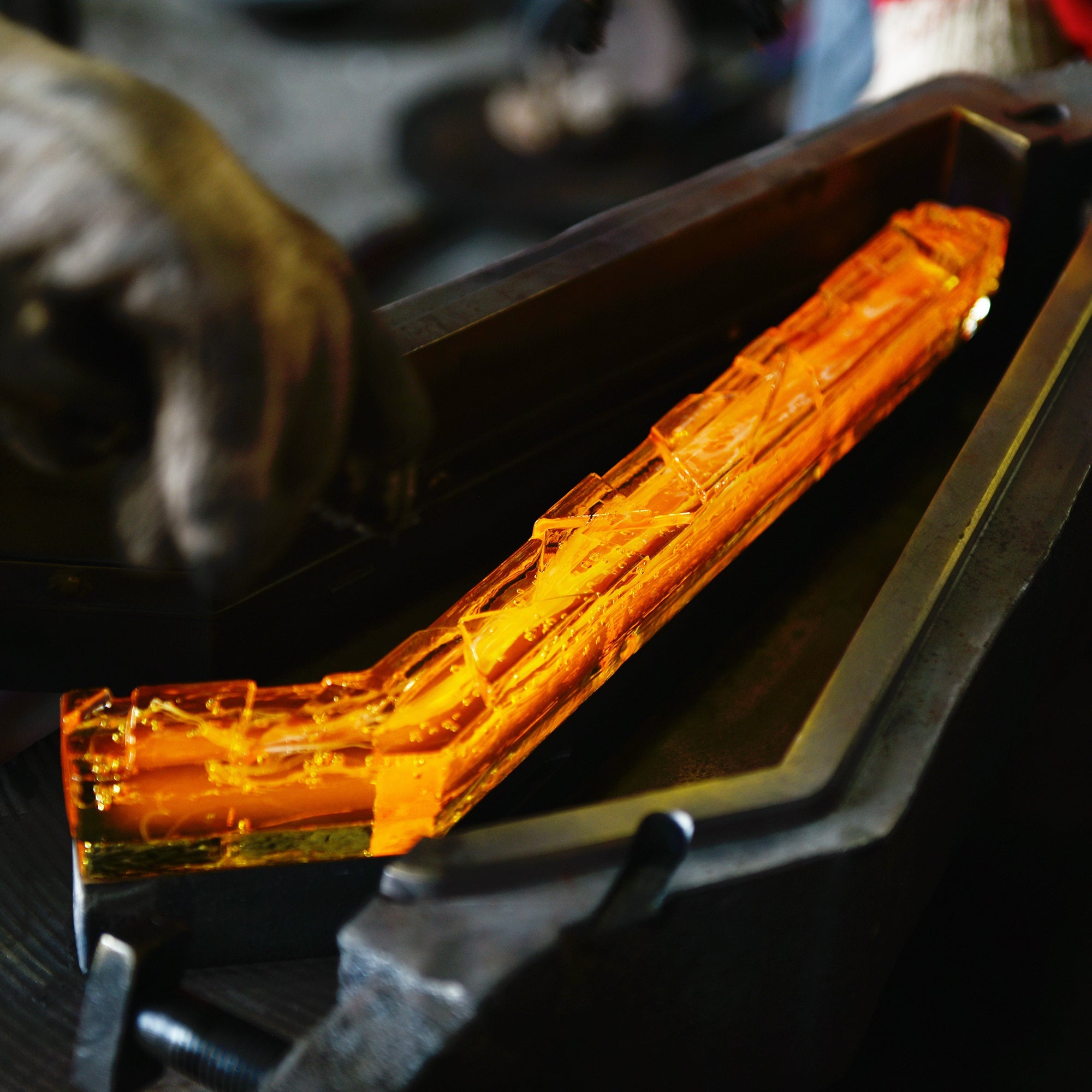 Contour Integrated LED 33in Brass Vanity Light with Handcrafted Glass - CWI Lighting