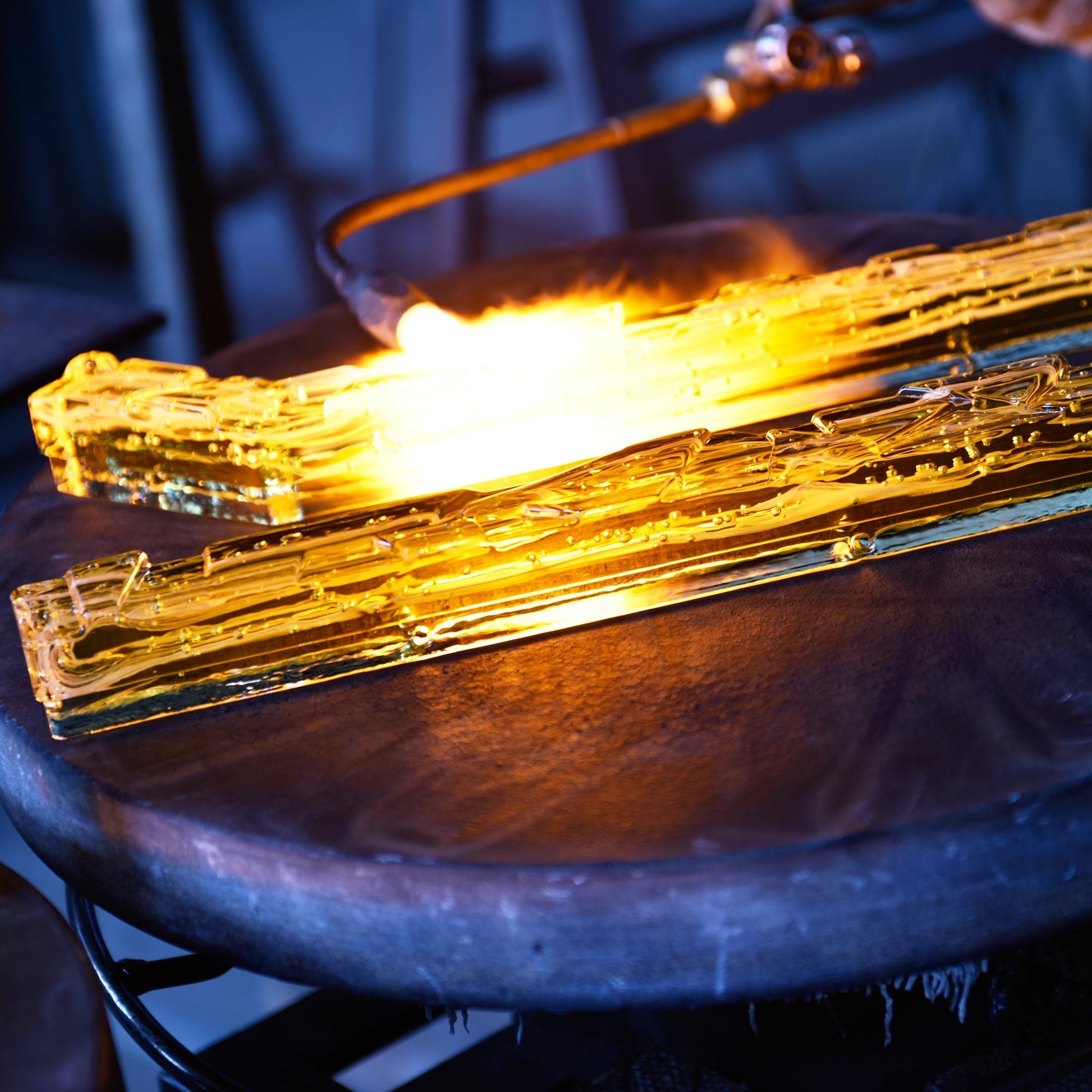 Contour Integrated LED 33in Brass Vanity Light with Handcrafted Glass - CWI Lighting