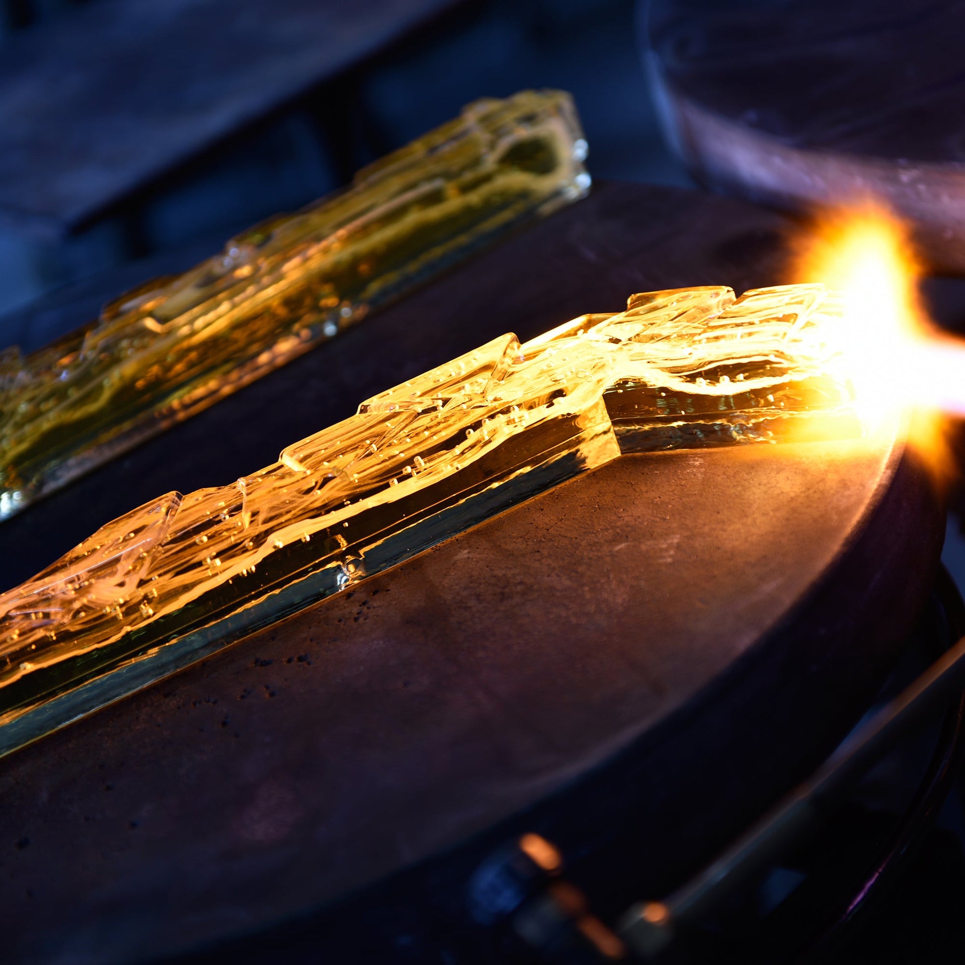 Contour Integrated LED 33in Brass Vanity Light with Handcrafted Glass - CWI Lighting