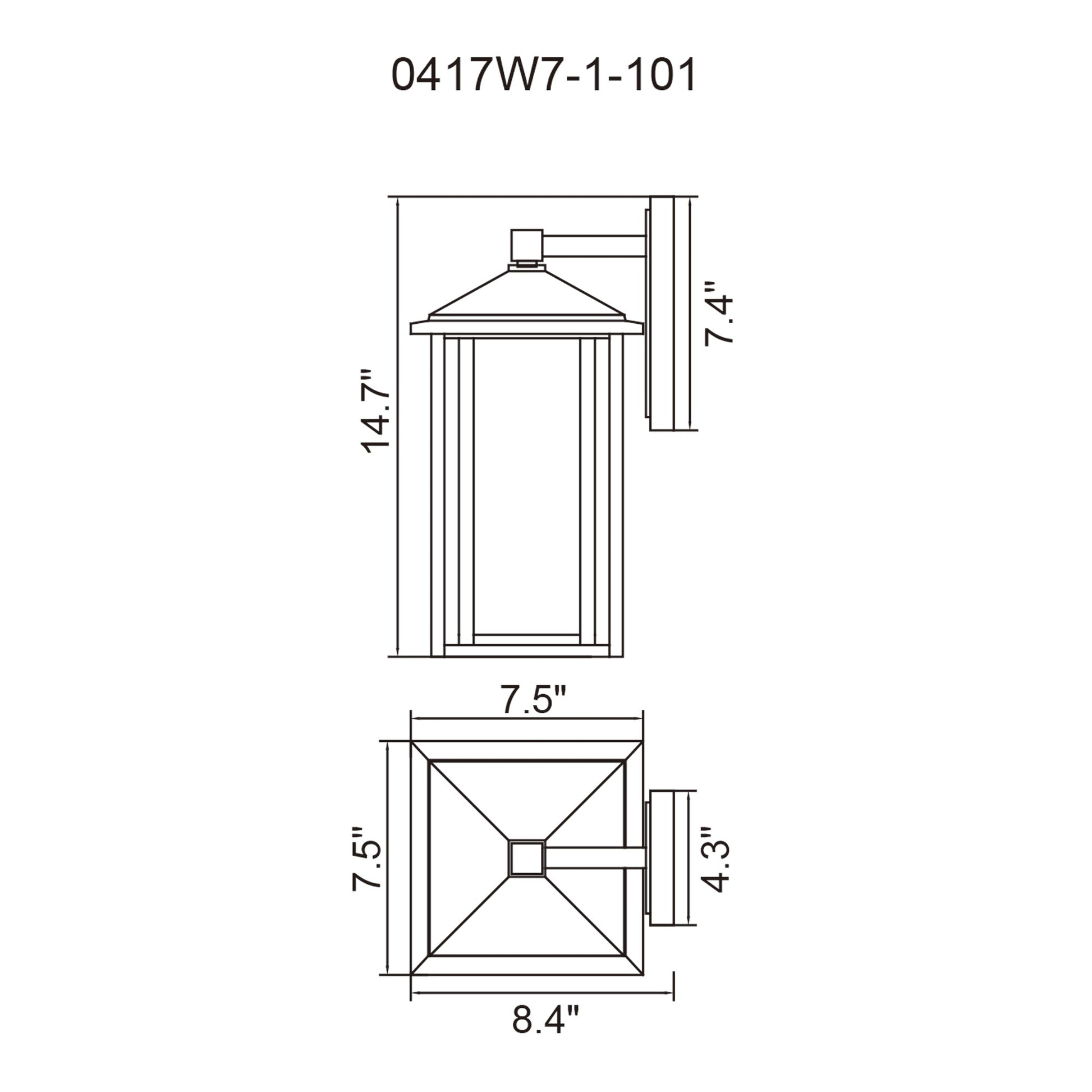 Crawford 1 Light 7in Black Outdoor Wall Light - CWI Lighting