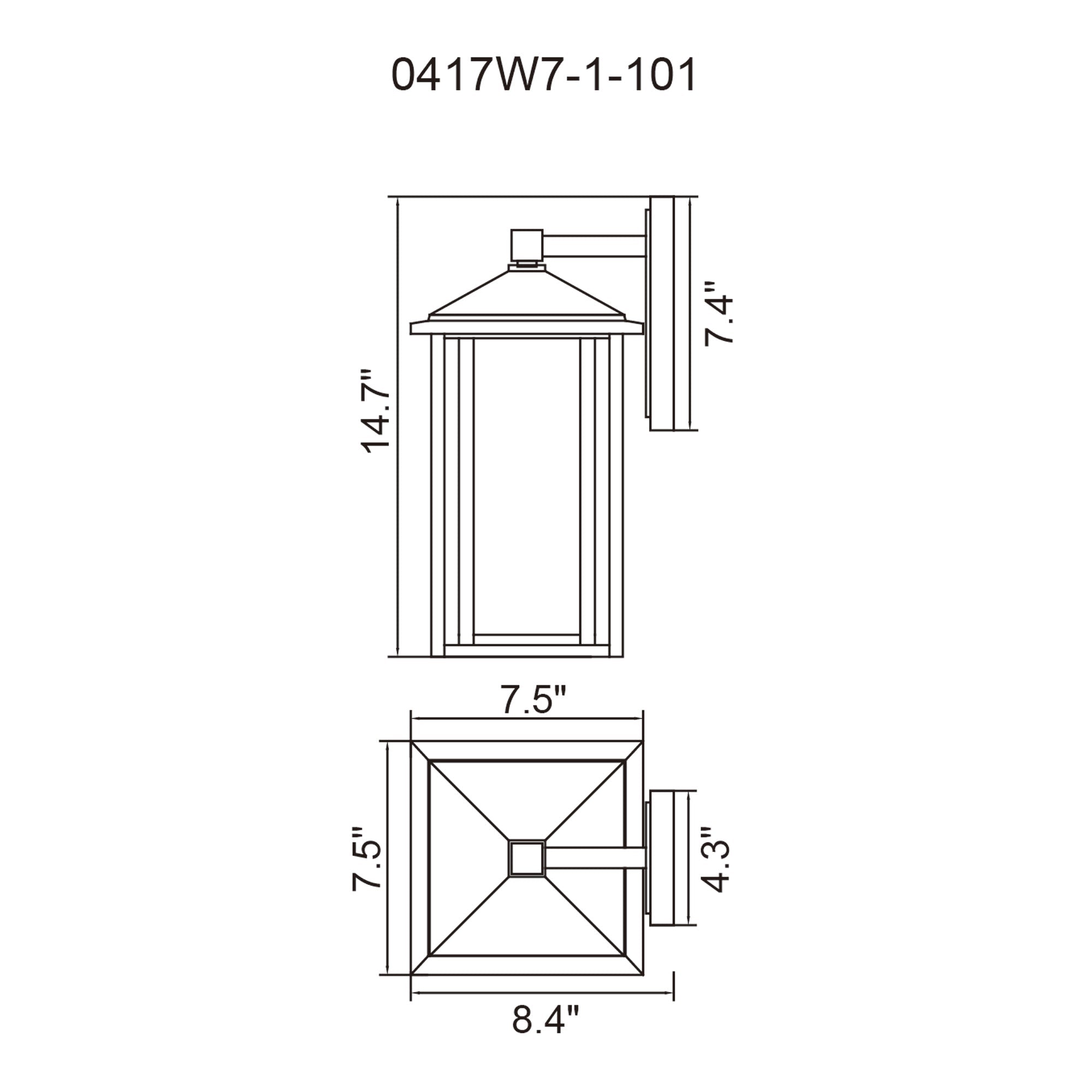 Crawford 1 Light 7in Black Outdoor Wall Light - CWI Lighting