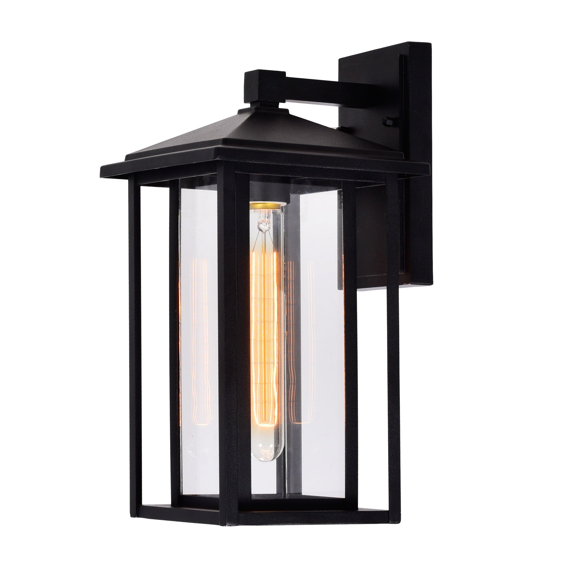 Crawford 1 Light 7in Black Outdoor Wall Light - CWI Lighting