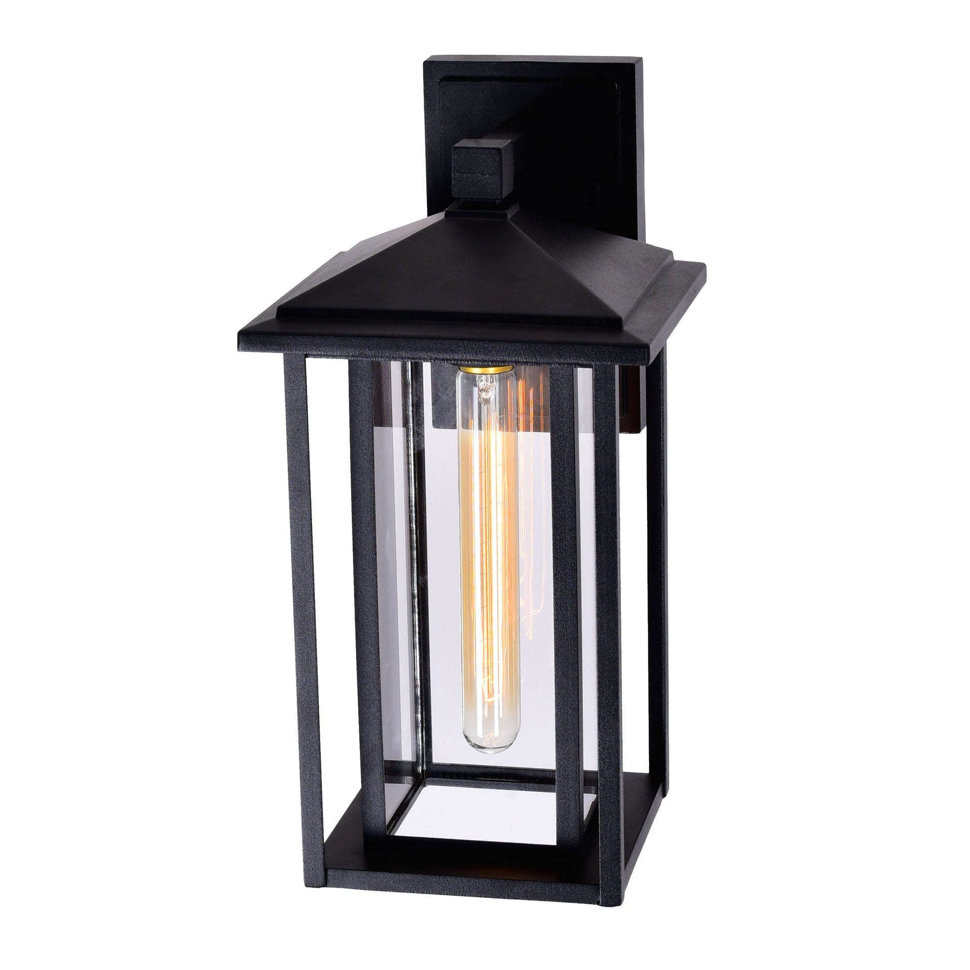 Crawford 1 Light 7in Black Outdoor Wall Light - CWI Lighting