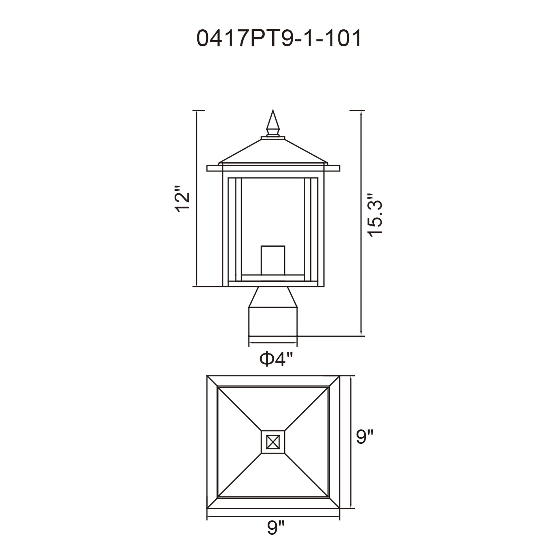 Crawford 1 Light Black Outdoor Lantern Head - CWI Lighting