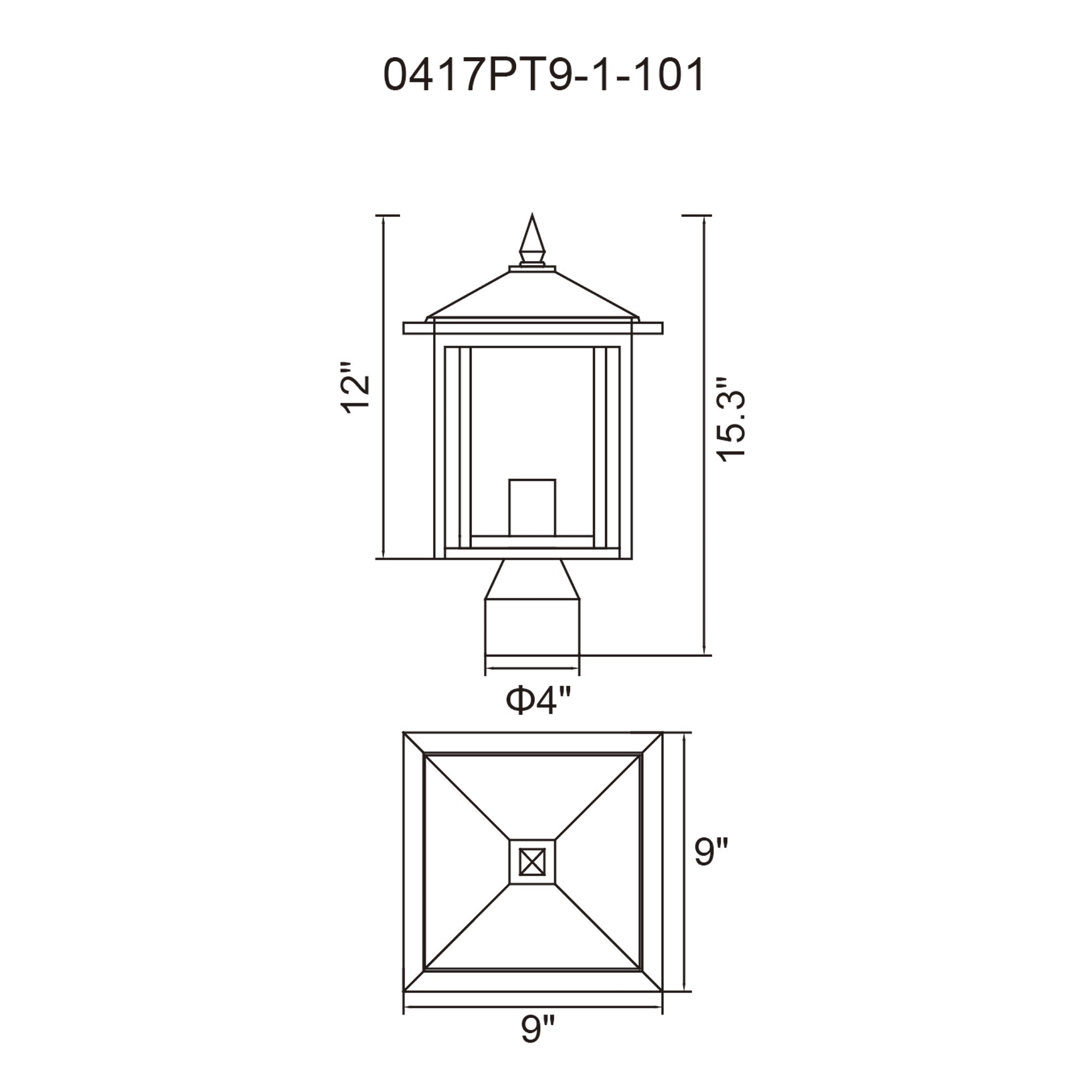 Crawford 1 Light Black Outdoor Lantern Head - CWI Lighting