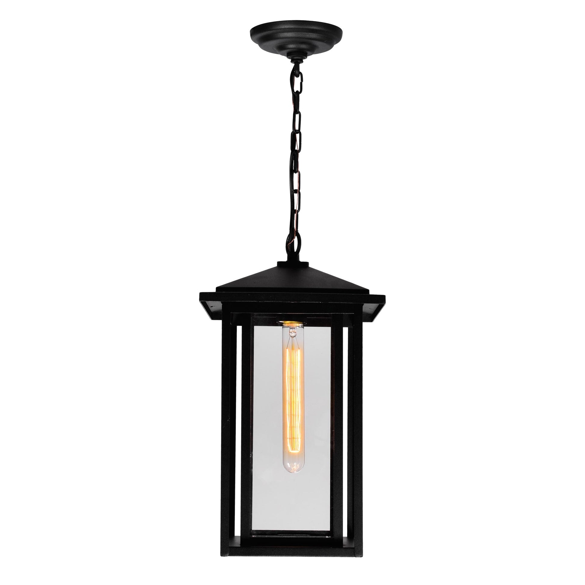 Crawford 1 Light Black Outdoor Pendant - CWI Lighting
