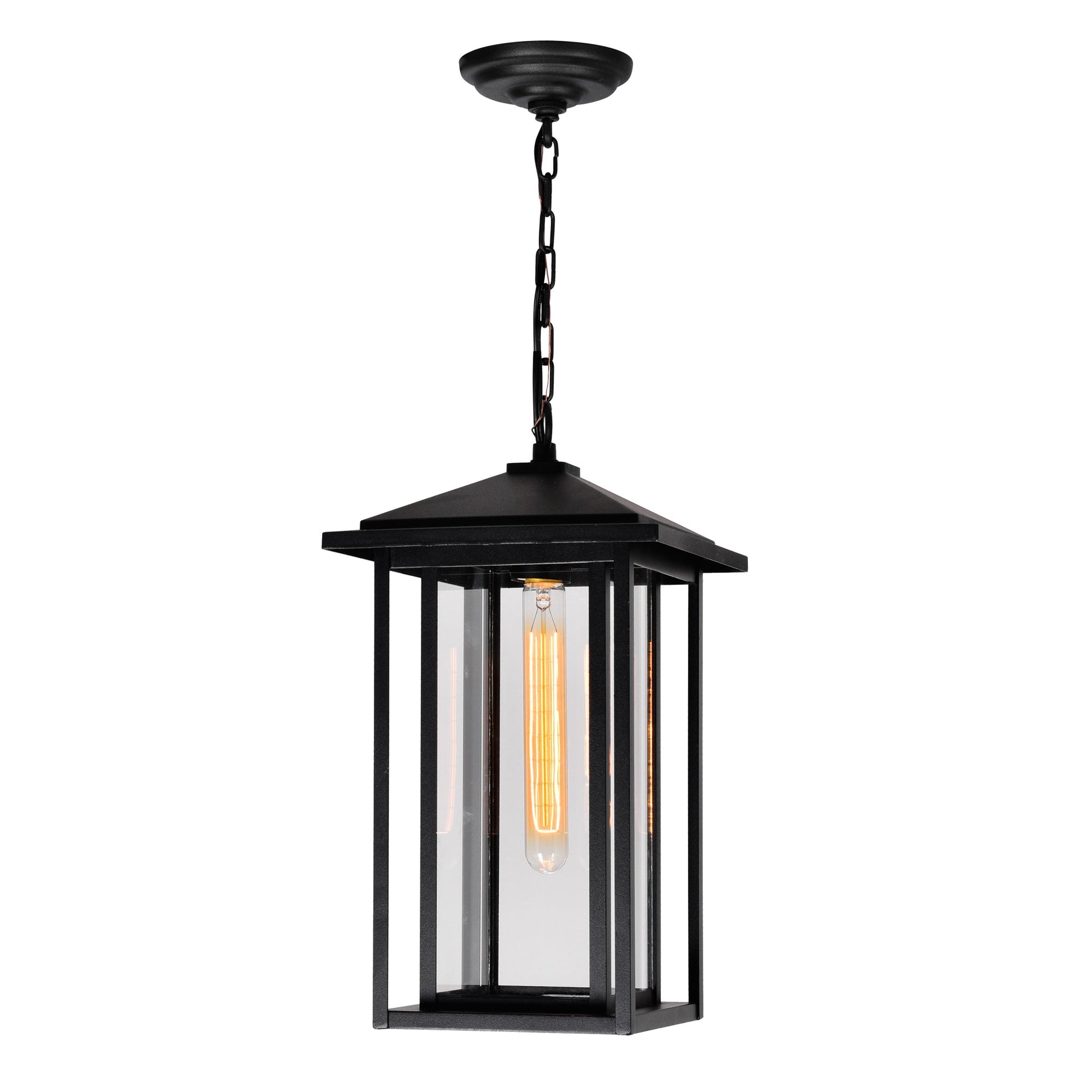 Crawford 1 Light Black Outdoor Pendant - CWI Lighting