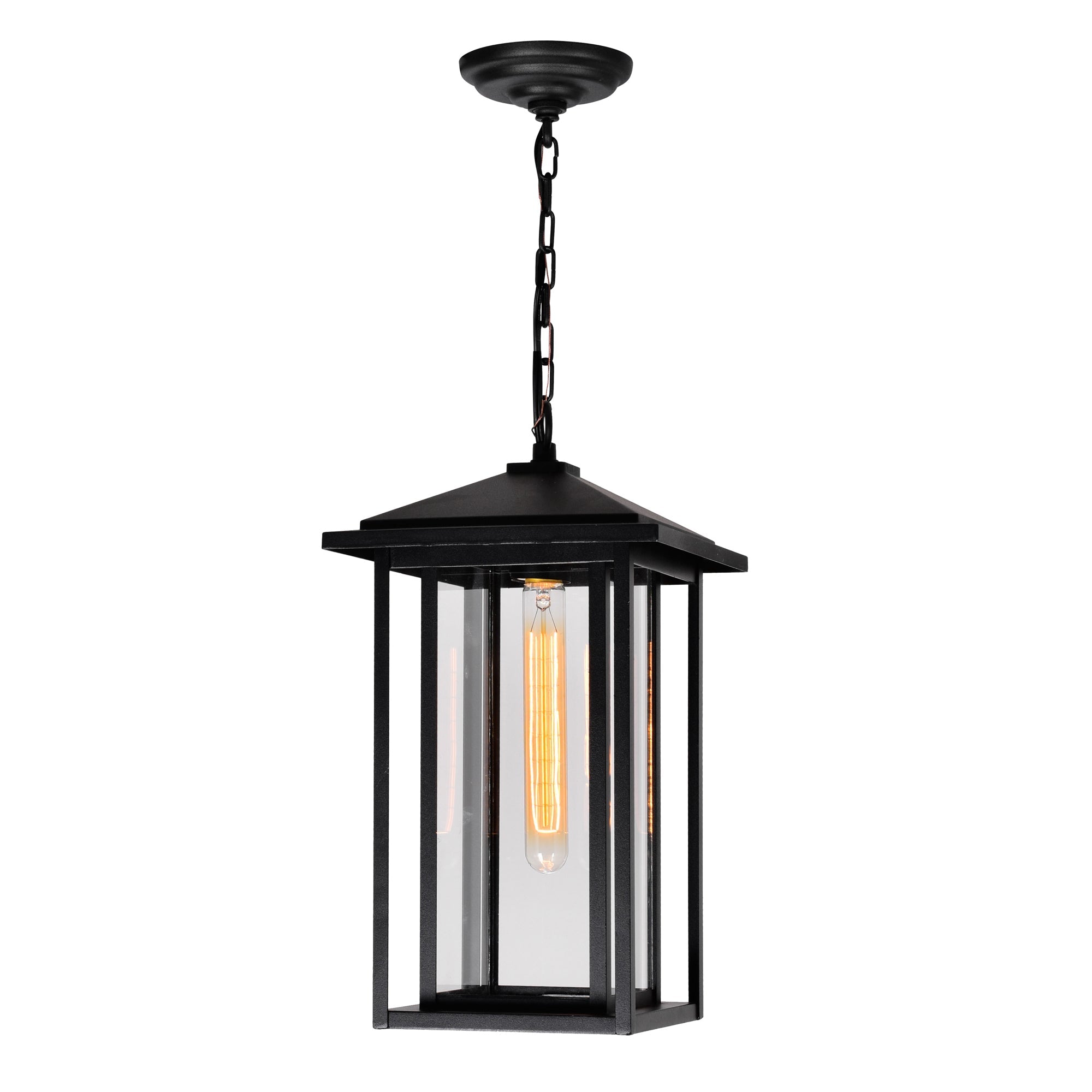 Crawford 1 Light Black Outdoor Pendant - CWI Lighting