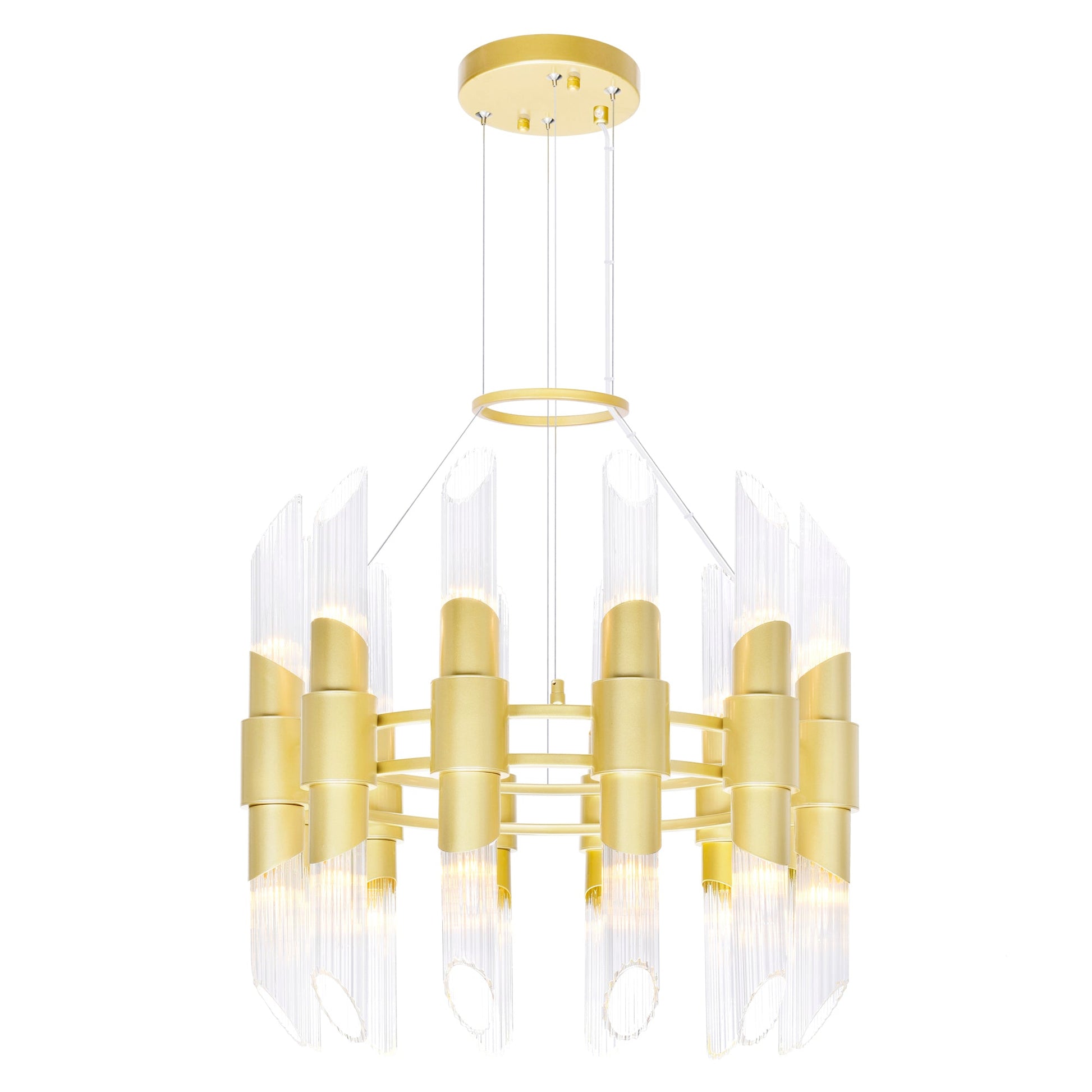 Croissant 24 Light Chandelier With Satin Gold Finish - CWI Lighting
