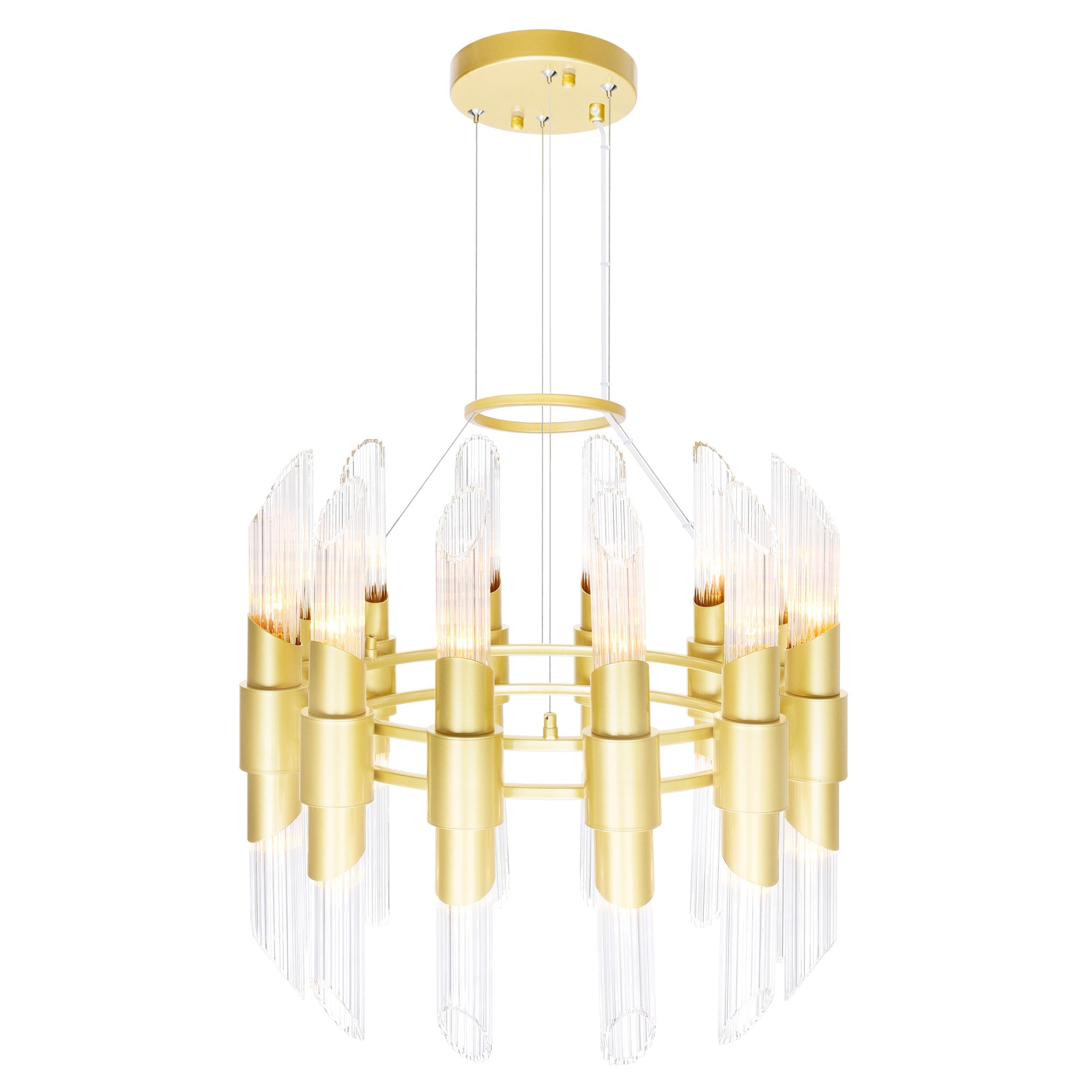 Croissant 24 Light Chandelier With Satin Gold Finish - CWI Lighting