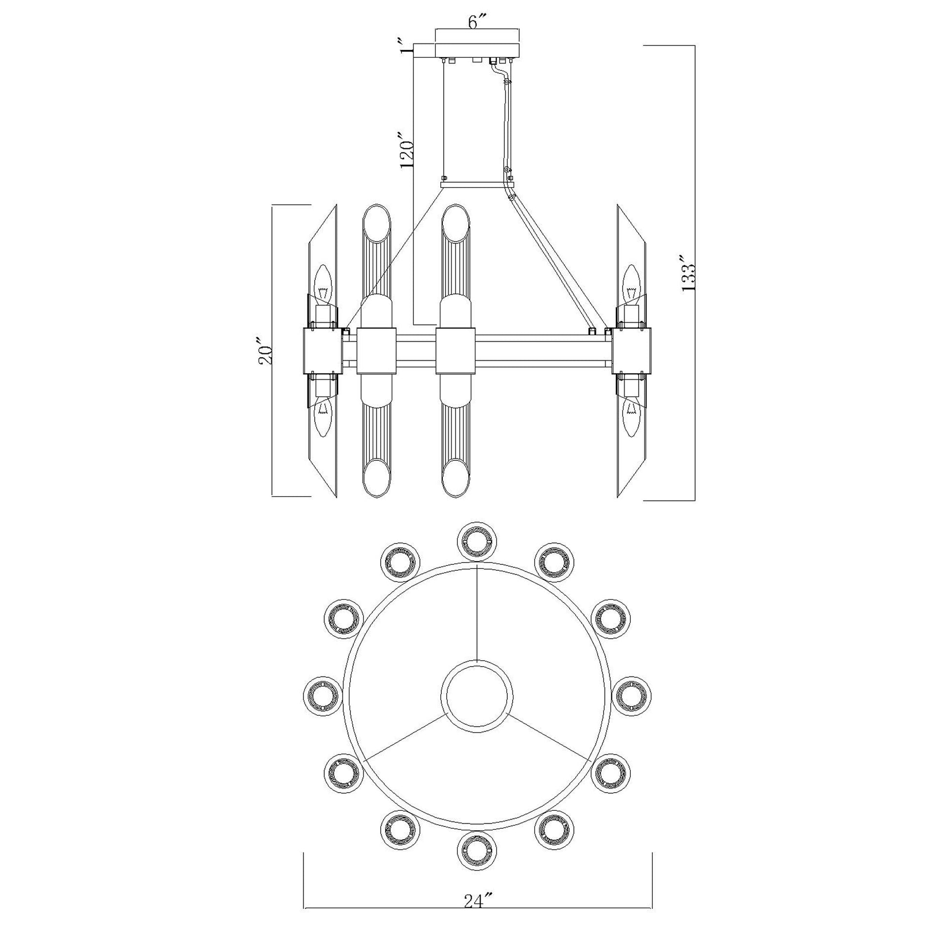 Croissant 24 Light Chandelier With Satin Gold Finish - CWI Lighting