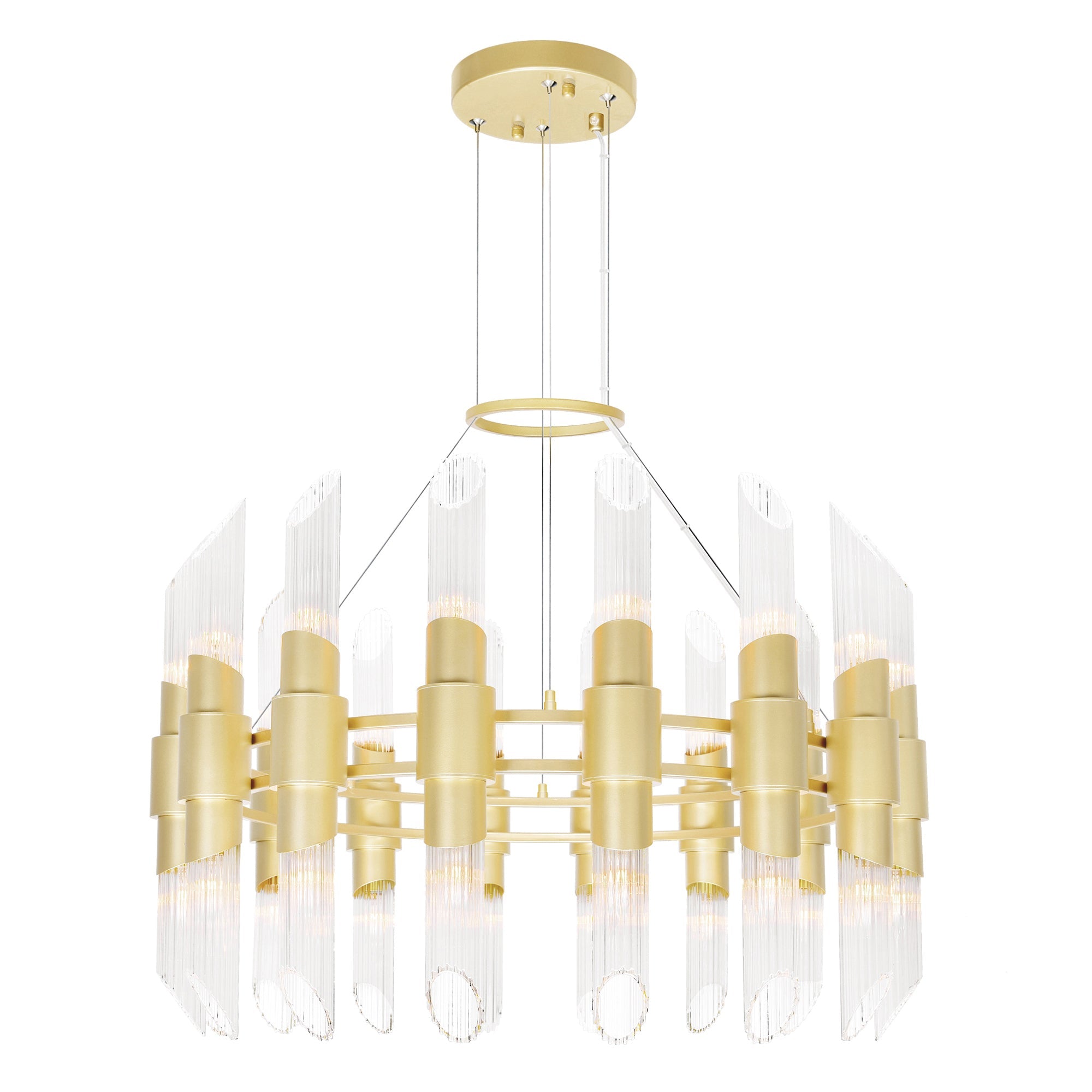 Croissant 32 Light Chandelier With Satin Gold Finish - CWI Lighting