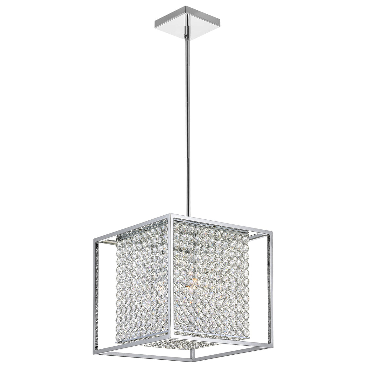 Cube 3 Light Mini Pendant With Chrome Finish - CWI Lighting
