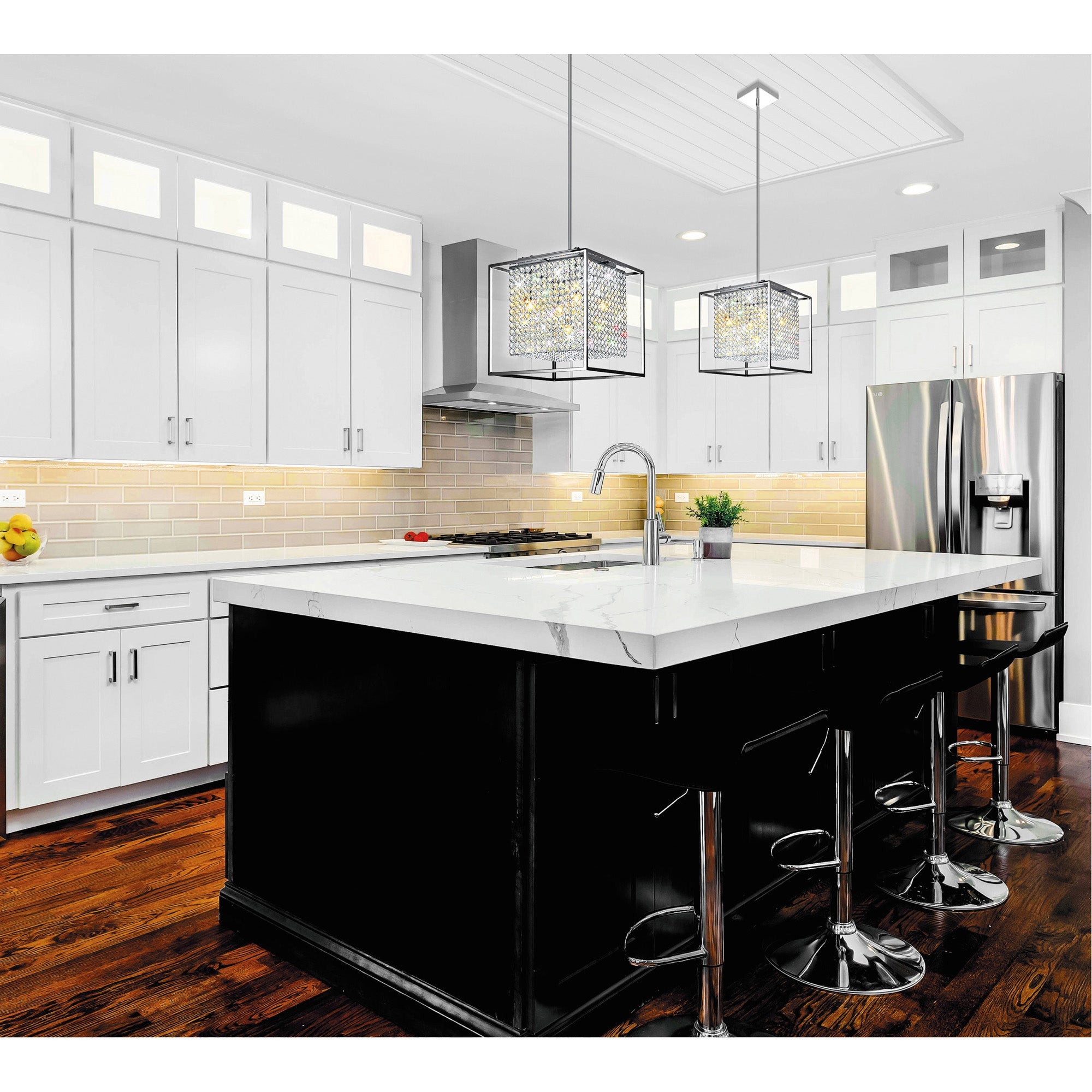 Cube 5 Light Chandelier With Chrome Finish - CWI Lighting