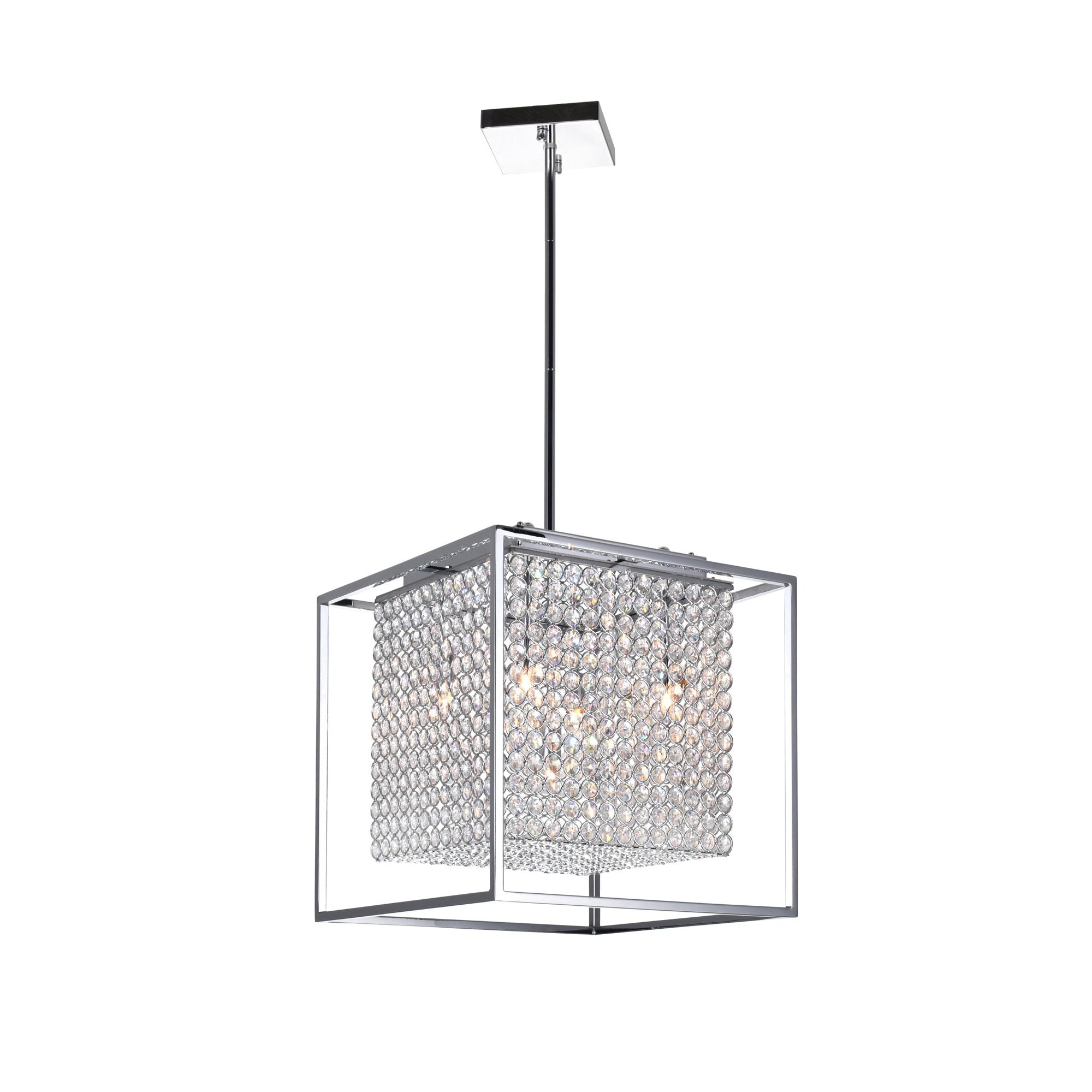 Cube 5 Light Chandelier With Chrome Finish - CWI Lighting