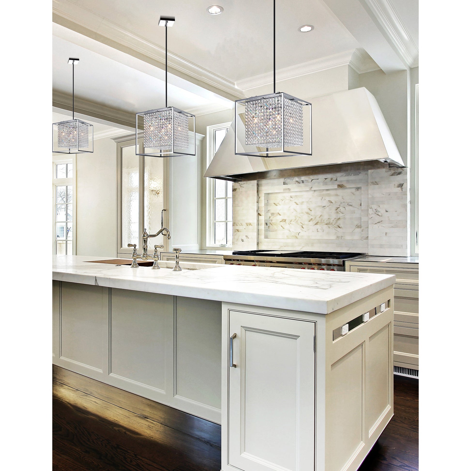 Cube 5 Light Chandelier With Chrome Finish - CWI Lighting