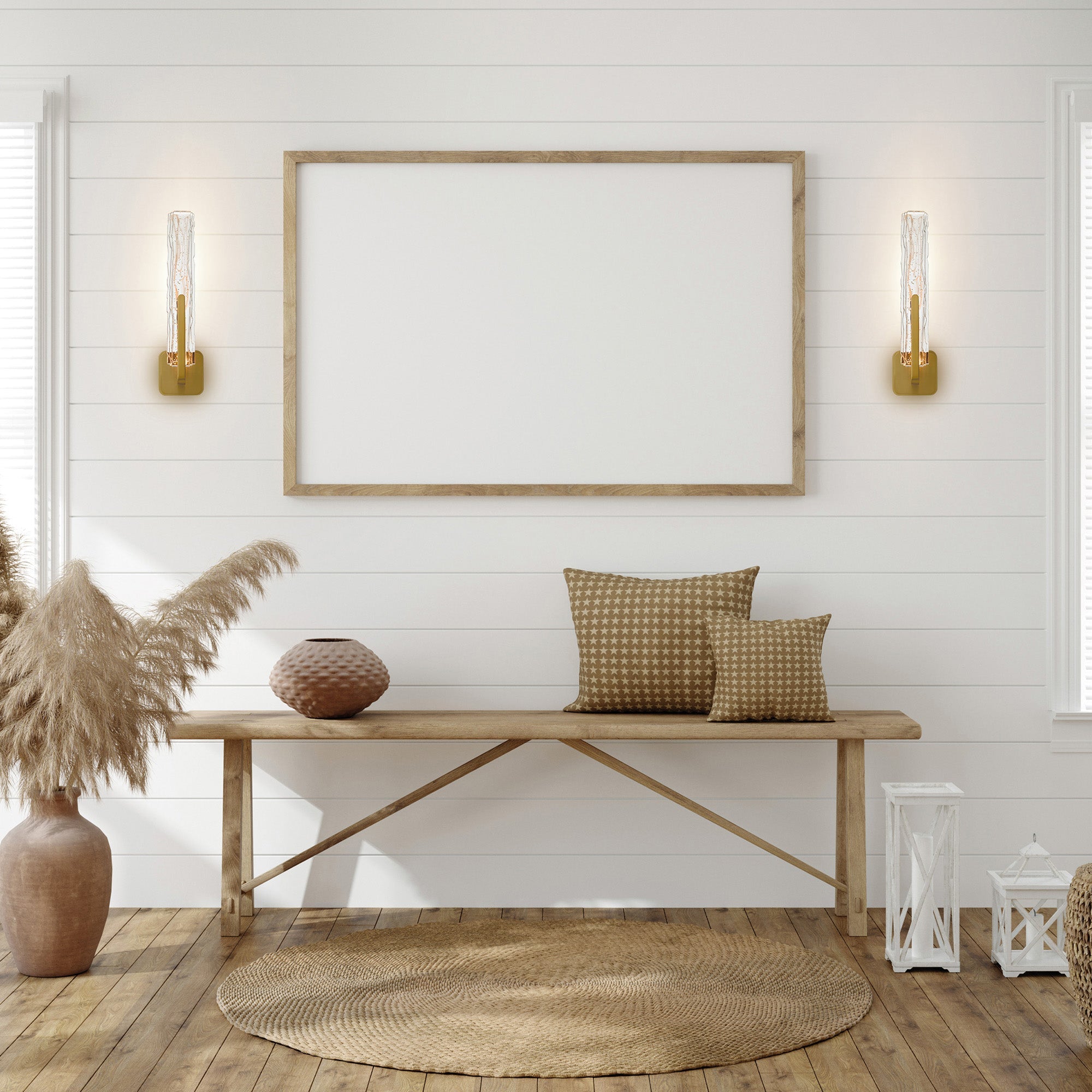 Curva Integrated LED 19in Brass Wall Light with Handcrafted Glass - CWI Lighting