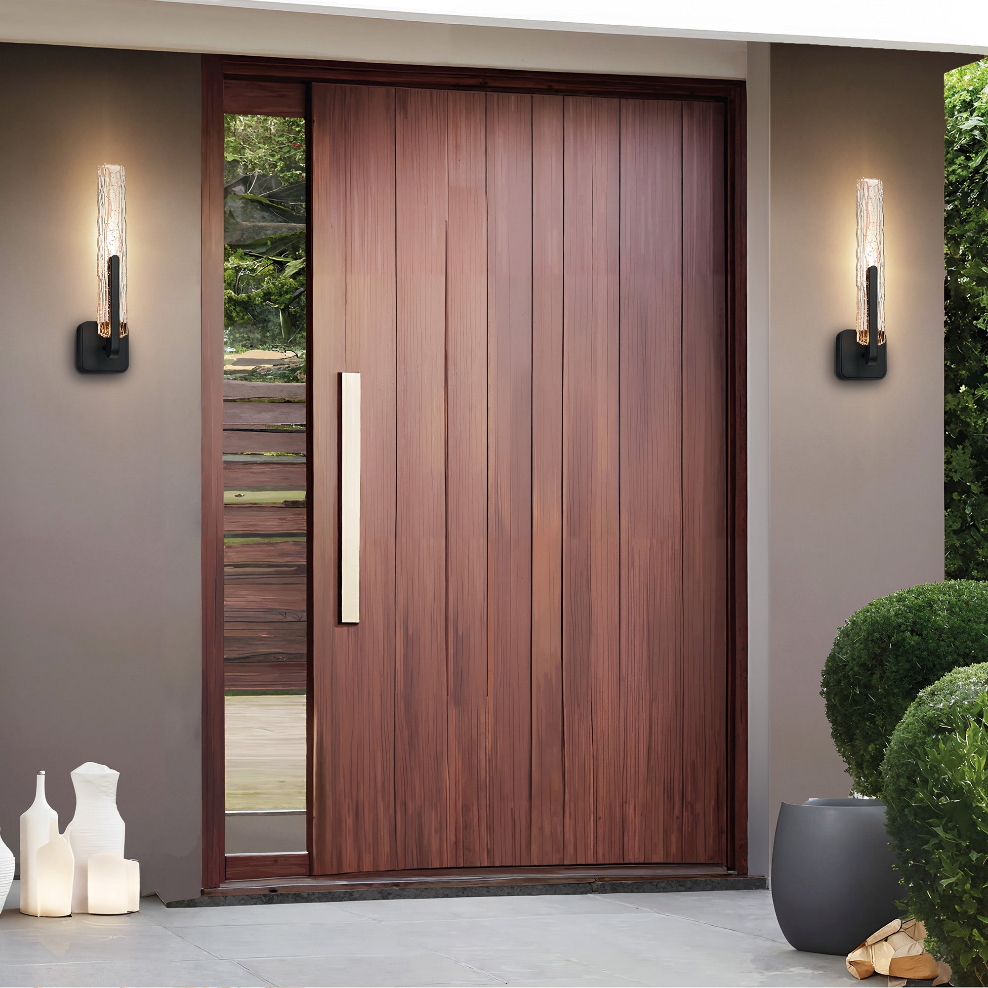Curva Integrated LED 19in Sand Black Indoor - Outdoor Wall Light with Handcrafted Glass - CWI Lighting