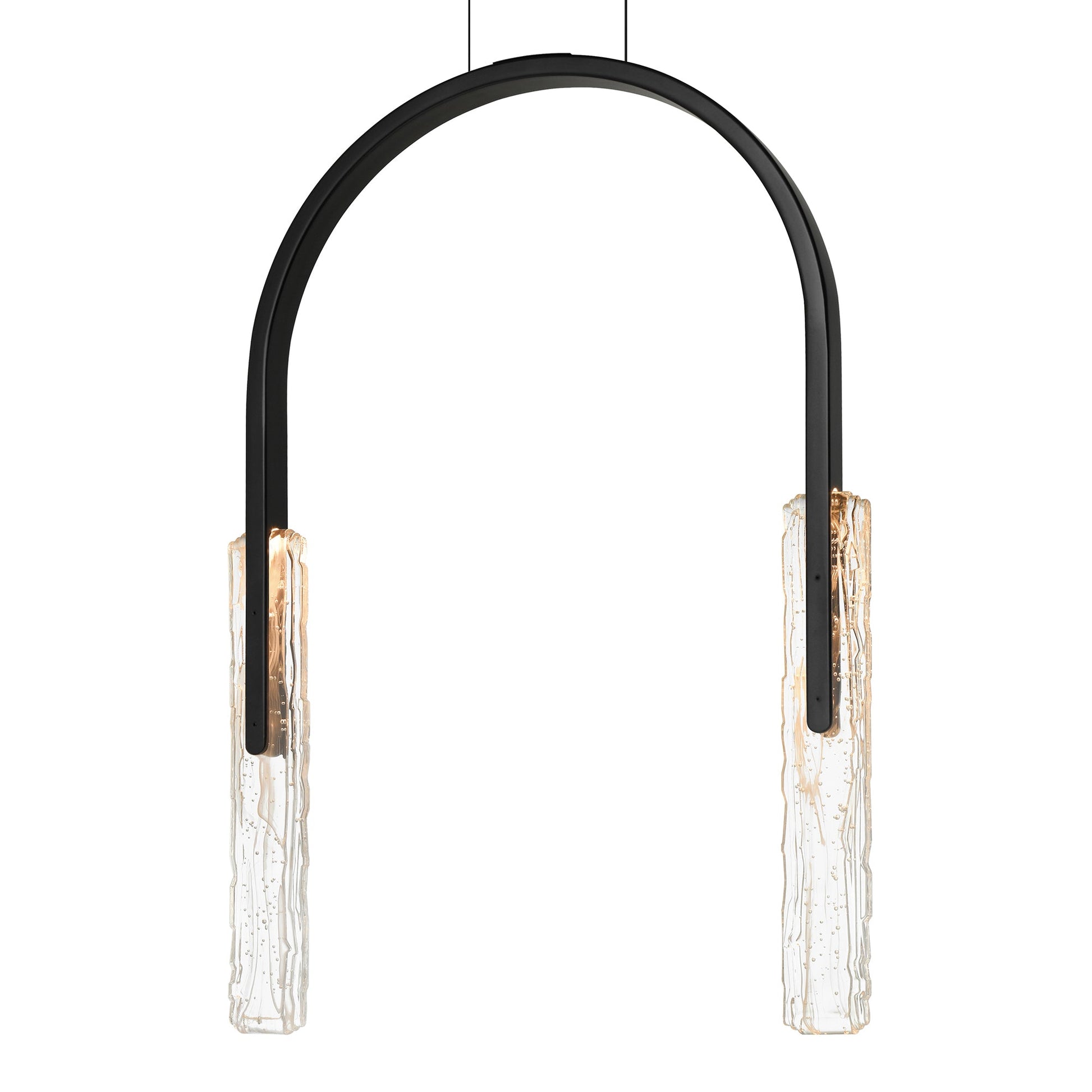 Curva Integrated LED 22in Black Chandelier with Handcrafted Glass - CWI Lighting
