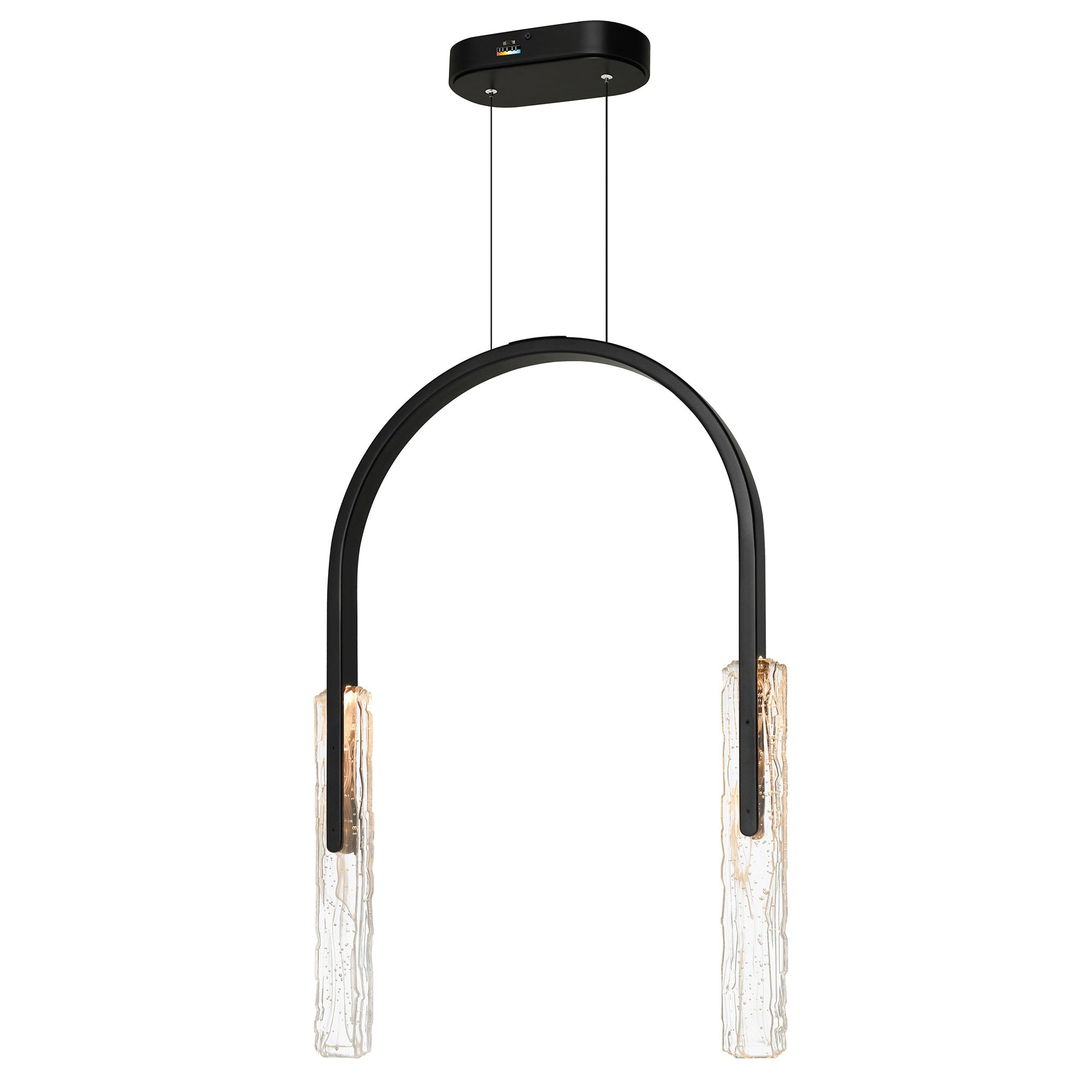 Curva Integrated LED 22in Black Chandelier with Handcrafted Glass - CWI Lighting