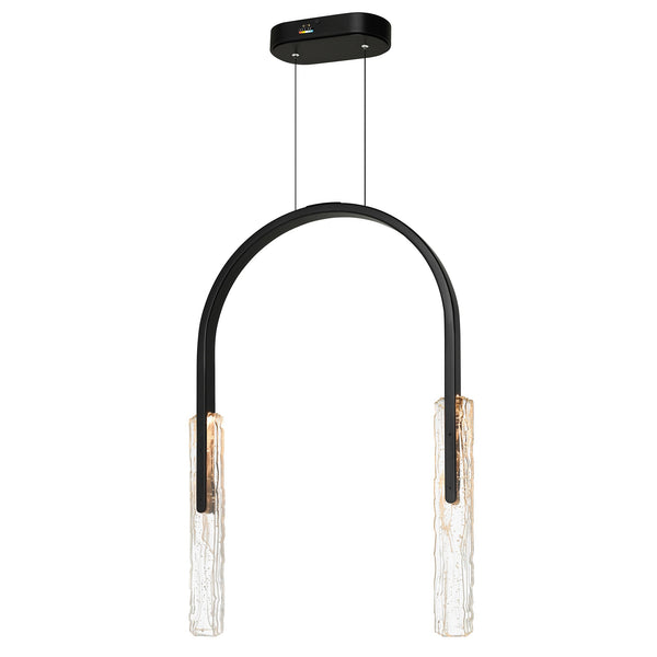 Curva Integrated LED 22in Black Chandelier with Handcrafted Glass - CWI Lighting