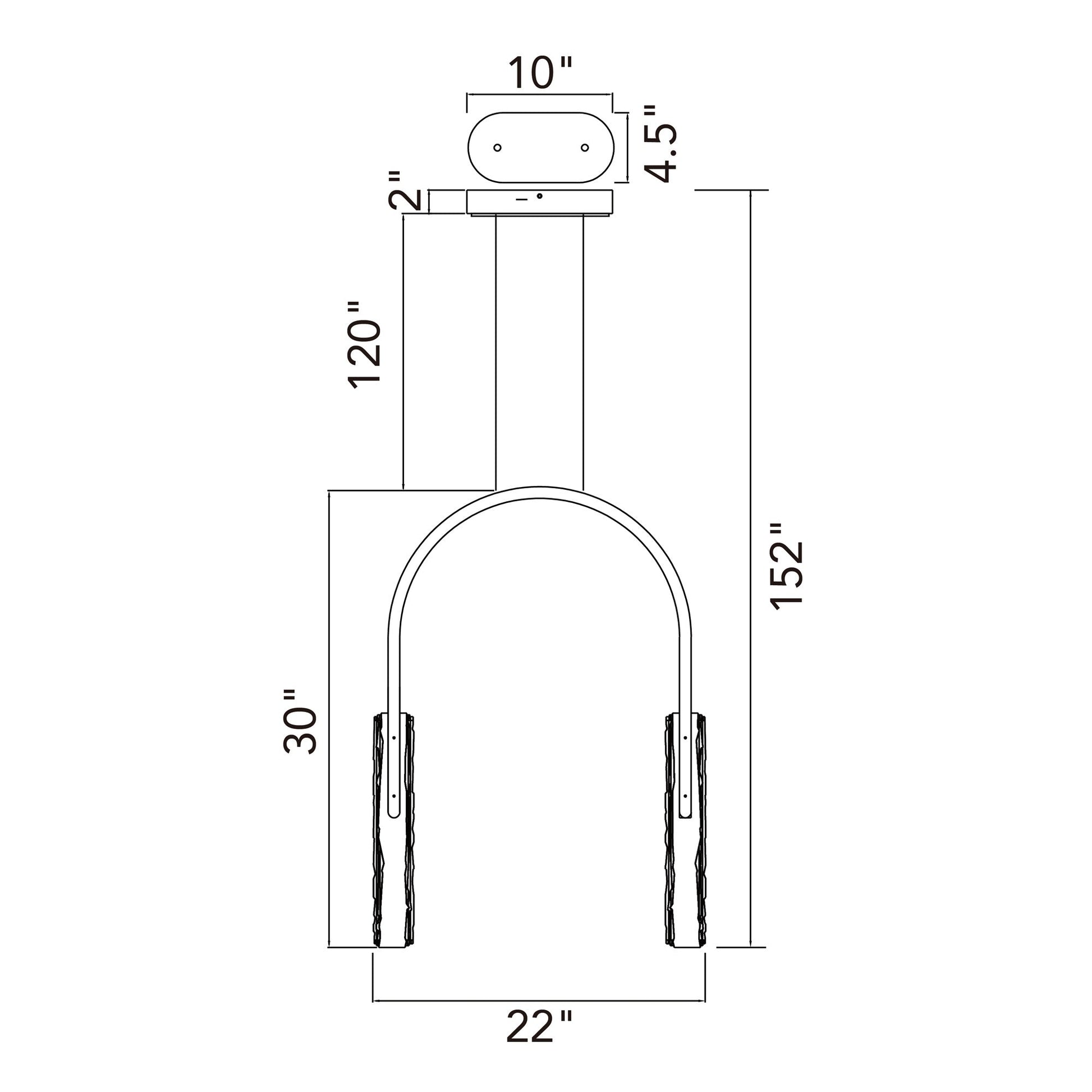 Curva Integrated LED 22in Black Chandelier with Handcrafted Glass - CWI Lighting