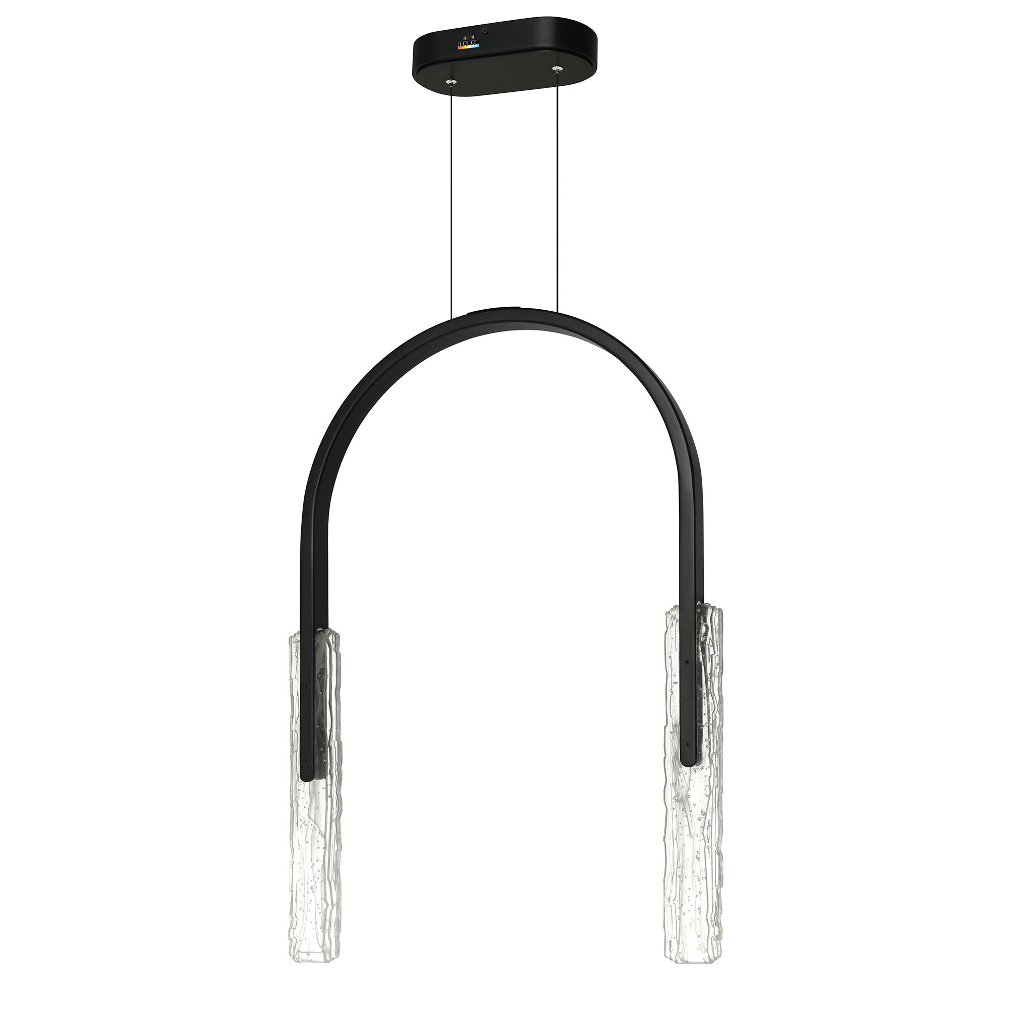 Curva Integrated LED 22in Black Chandelier with Handcrafted Glass - CWI Lighting