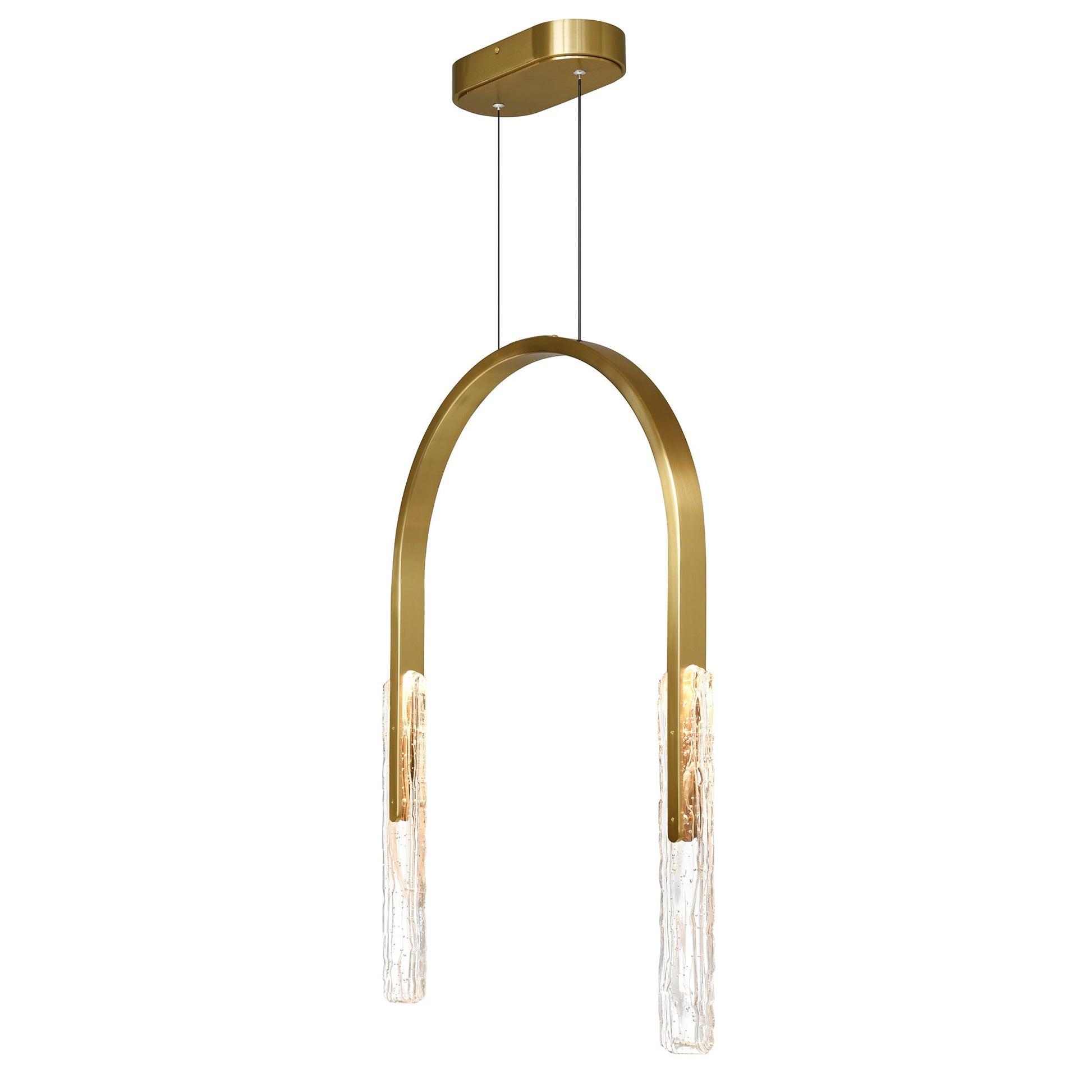 Curva Integrated LED 22in Brass Chandelier with Handcrafted Glass - CWI Lighting