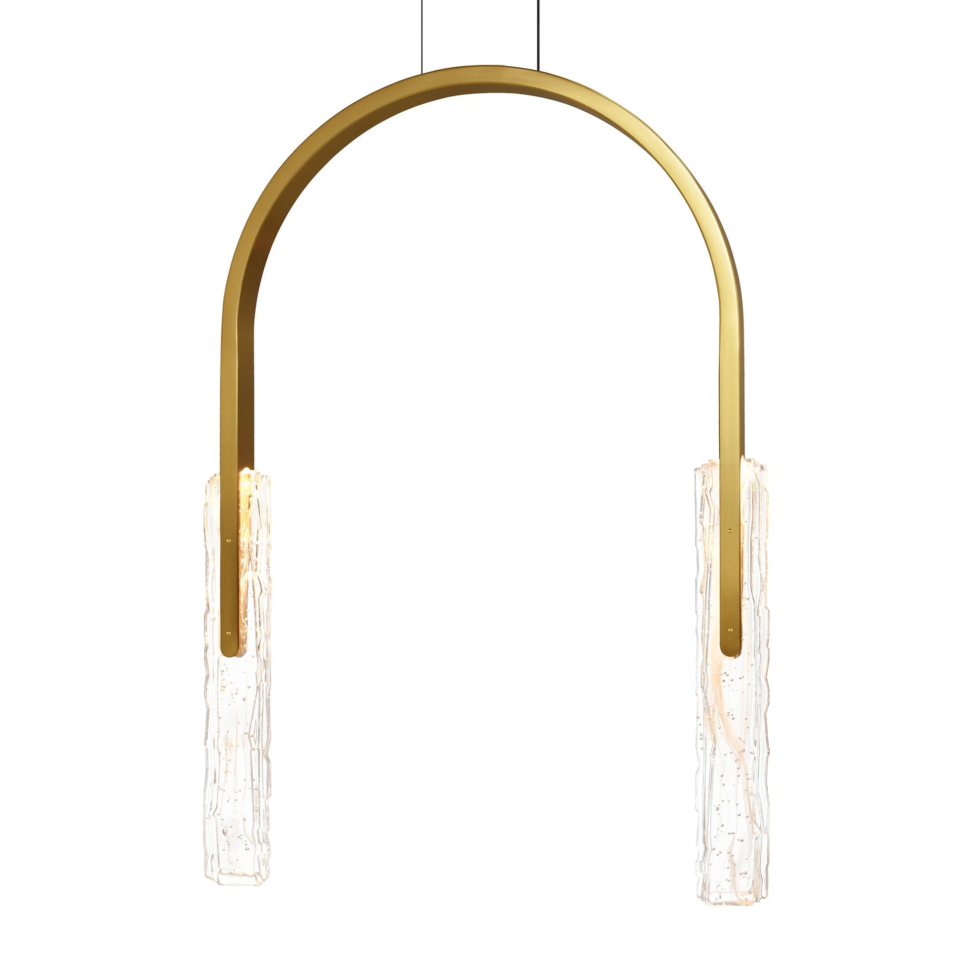 Curva Integrated LED 22in Brass Chandelier with Handcrafted Glass - CWI Lighting
