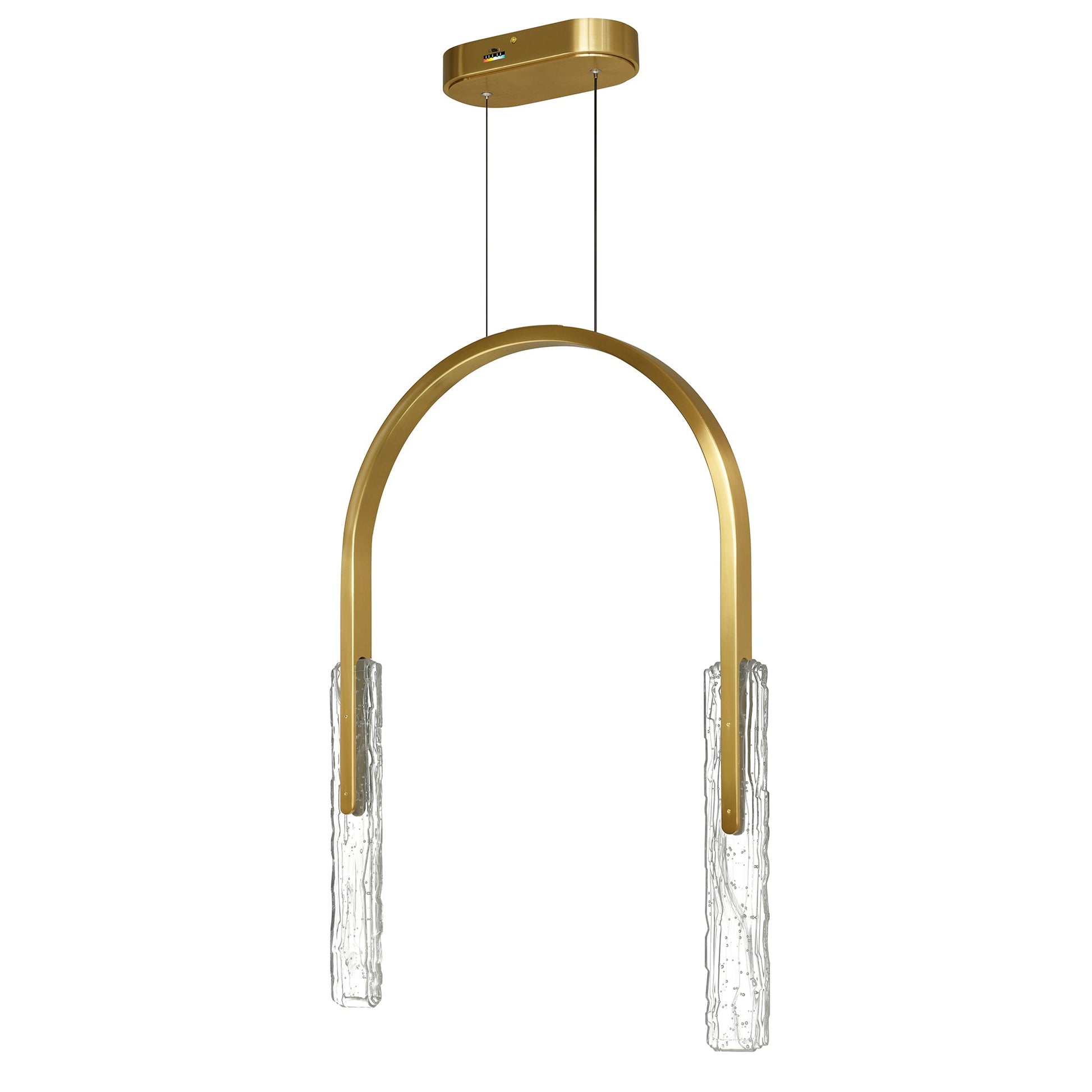 Curva Integrated LED 22in Brass Chandelier with Handcrafted Glass - CWI Lighting