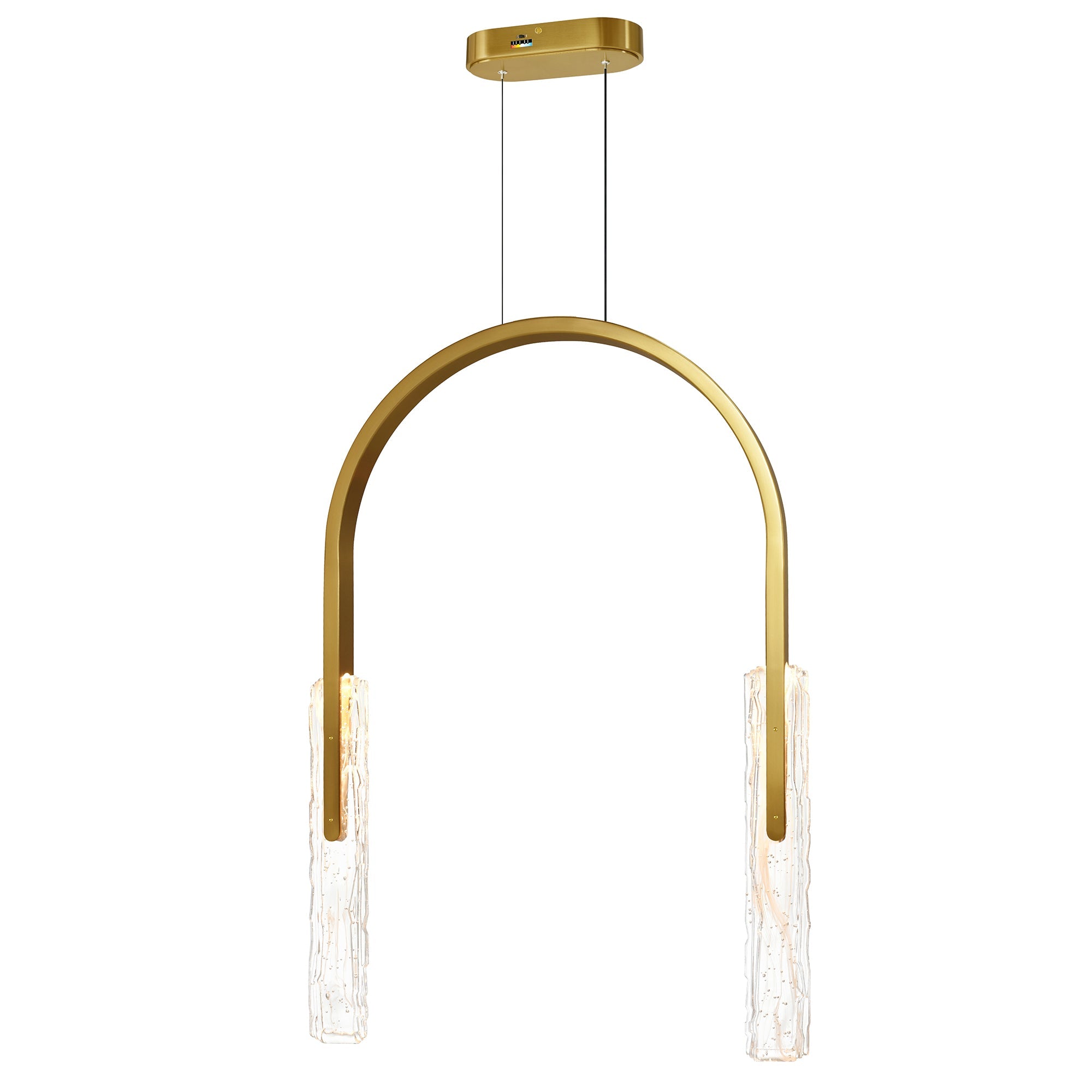 Curva Integrated LED 22in Brass Chandelier with Handcrafted Glass - CWI Lighting