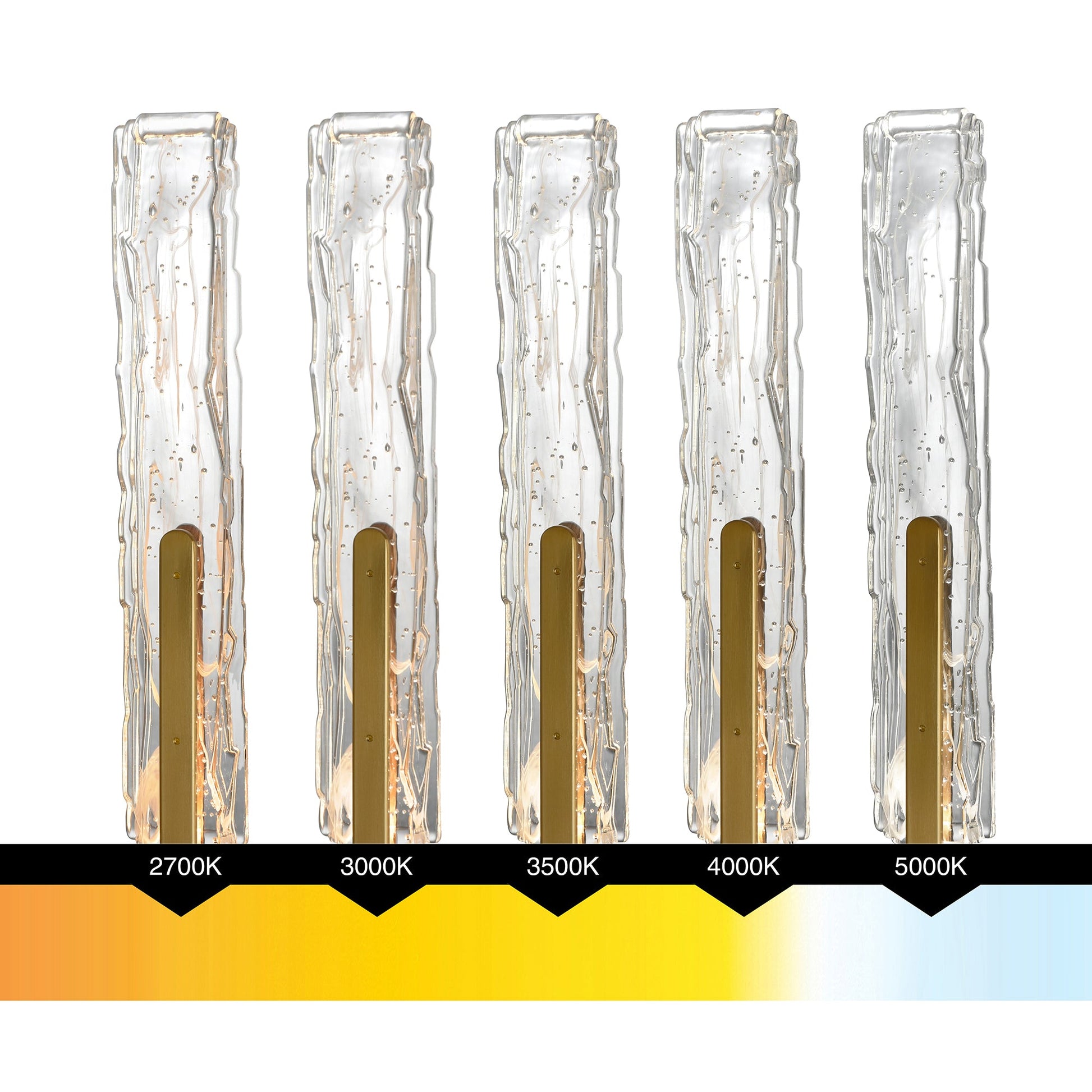 Curva Integrated LED 36in Brass Vanity Light with Handcrafted Glass - CWI Lighting