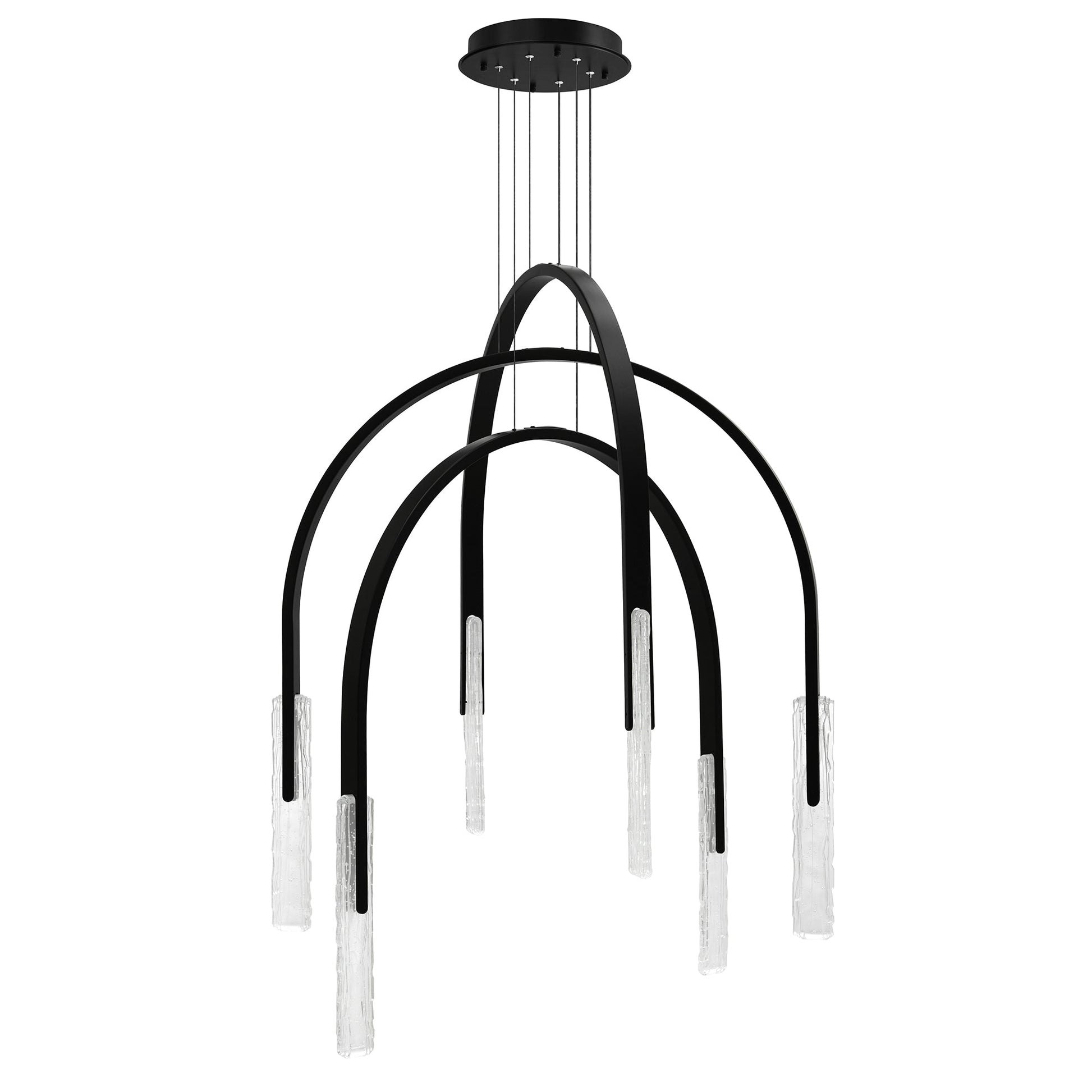 Curva Integrated LED 38in Black Chandelier with Handcrafted Glass - CWI Lighting