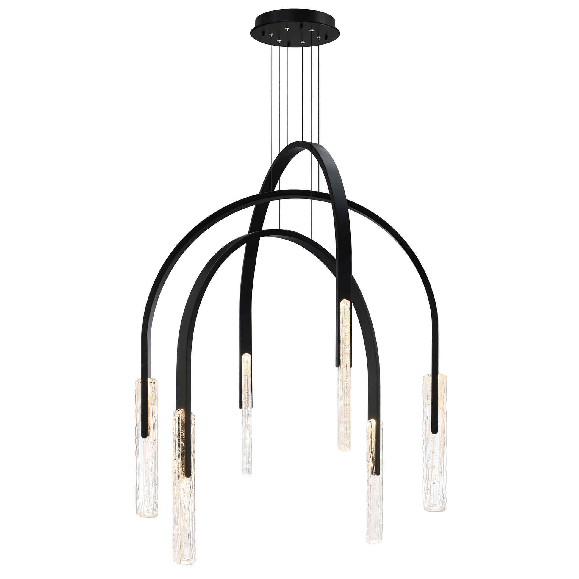 Curva Integrated LED 38in Black Chandelier with Handcrafted Glass - CWI Lighting