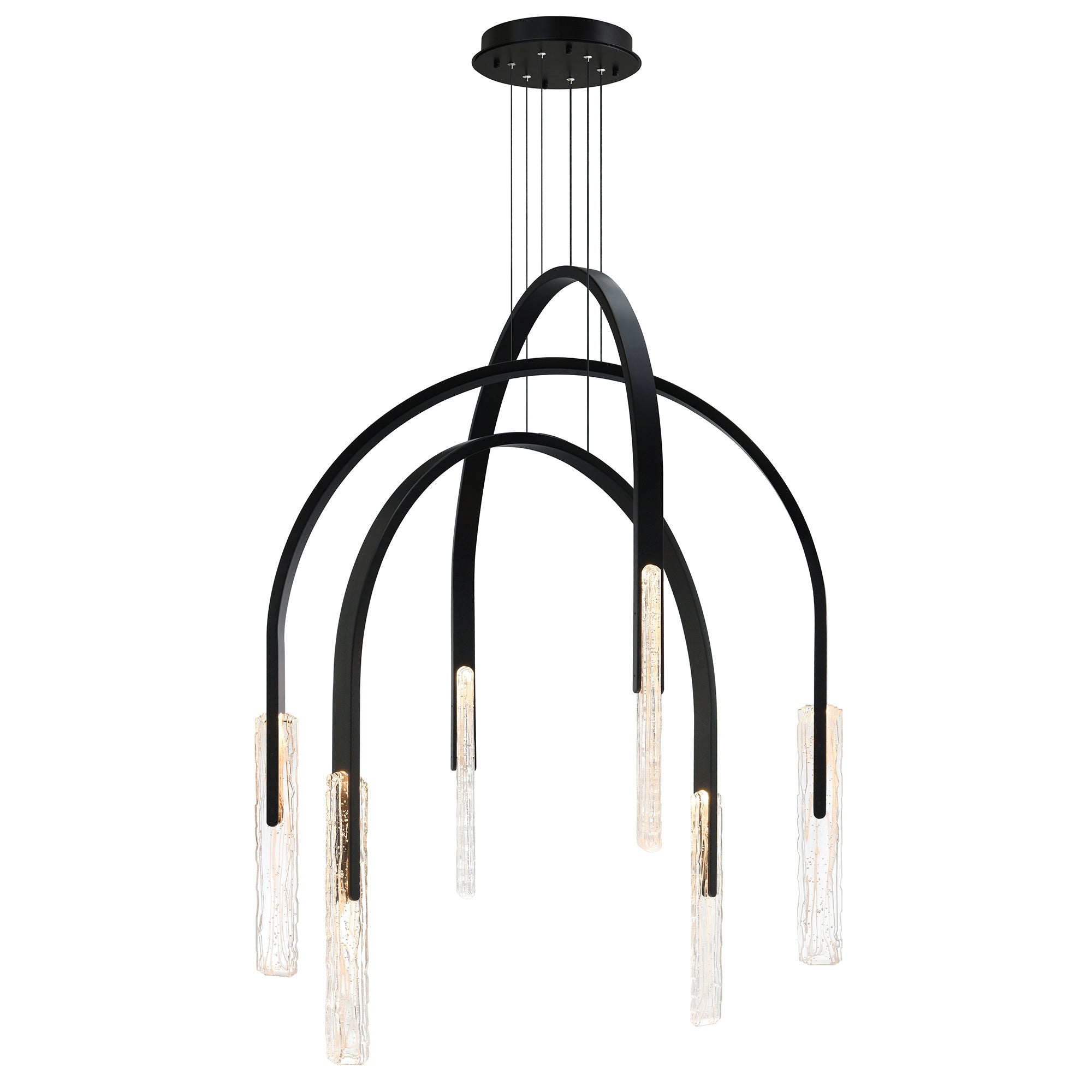 Curva Integrated LED 38in Black Chandelier with Handcrafted Glass - CWI Lighting