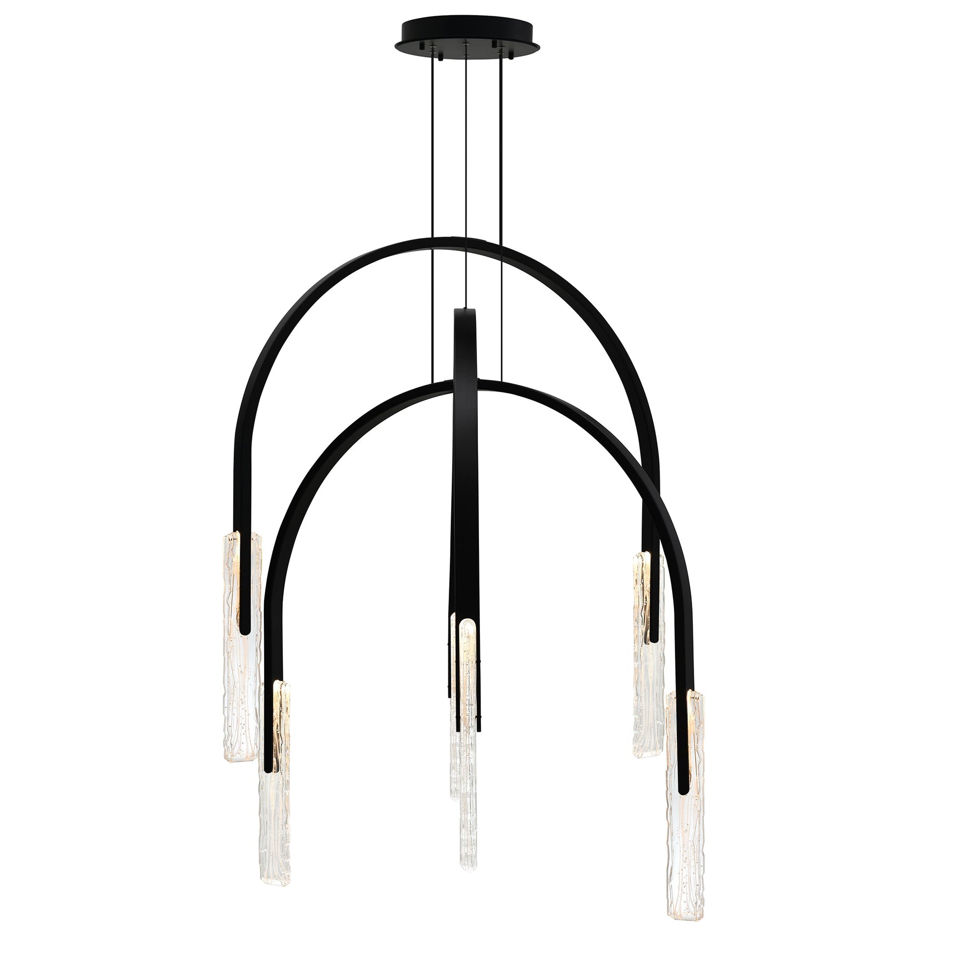 Curva Integrated LED 38in Black Chandelier with Handcrafted Glass - CWI Lighting