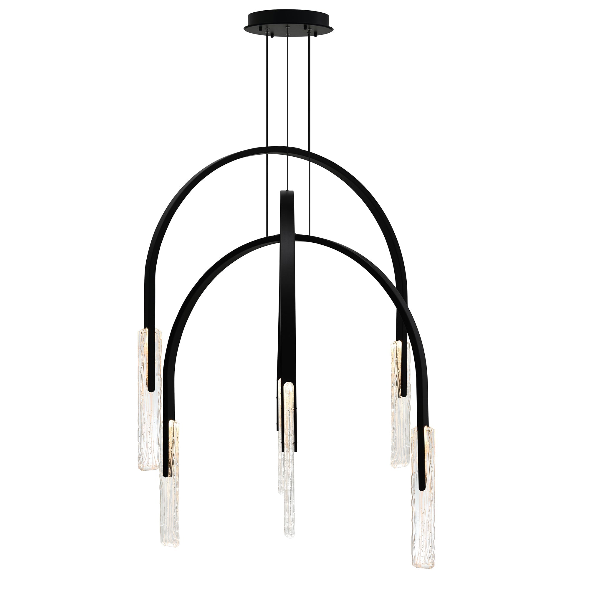 Curva Integrated LED 38in Black Chandelier with Handcrafted Glass - CWI Lighting