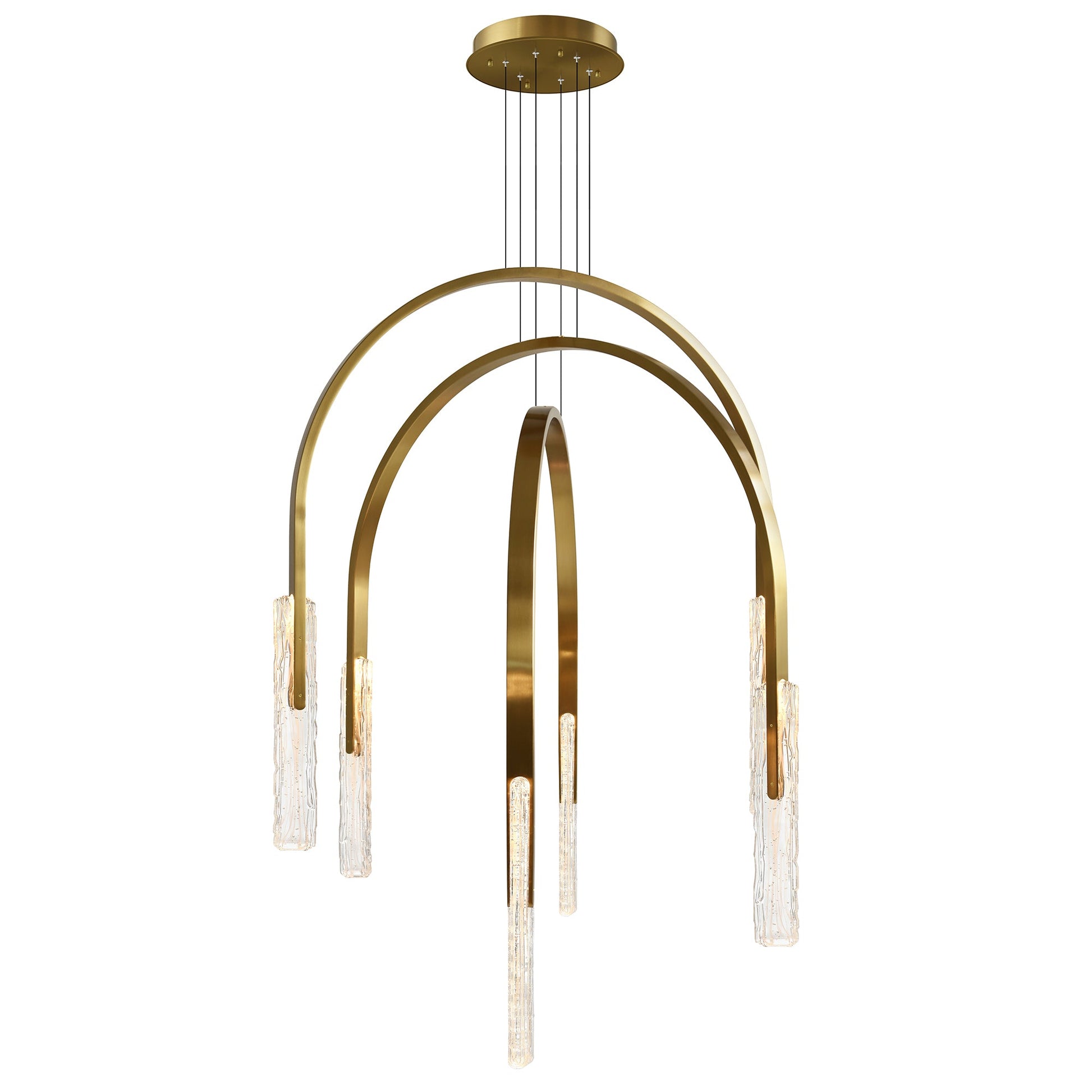 Curva Integrated LED 38in Brass Chandelier with Handcrafted Glass - CWI Lighting