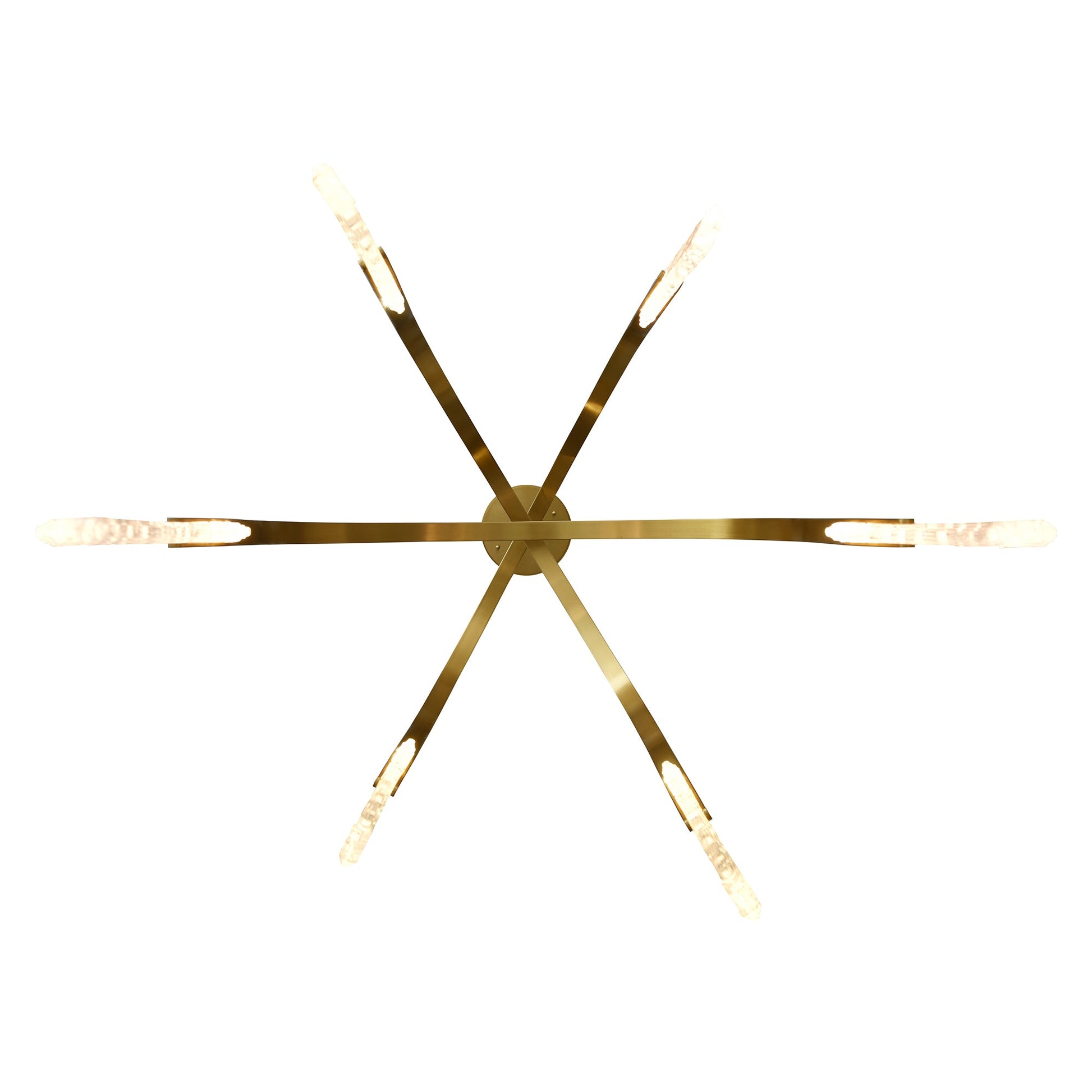 Curva Integrated LED 38in Brass Chandelier with Handcrafted Glass - CWI Lighting