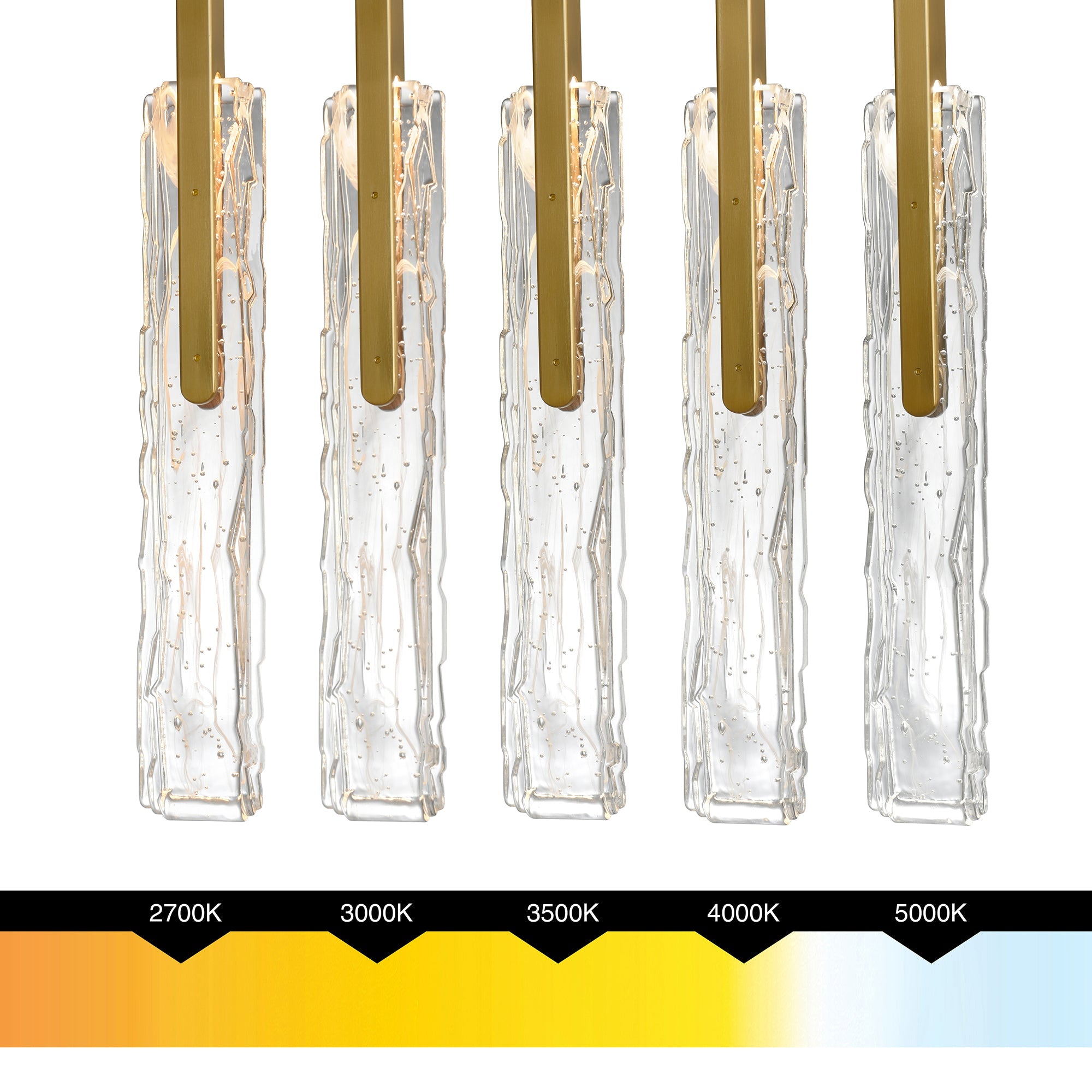 Curva Integrated LED 38in Brass Chandelier with Handcrafted Glass - CWI Lighting