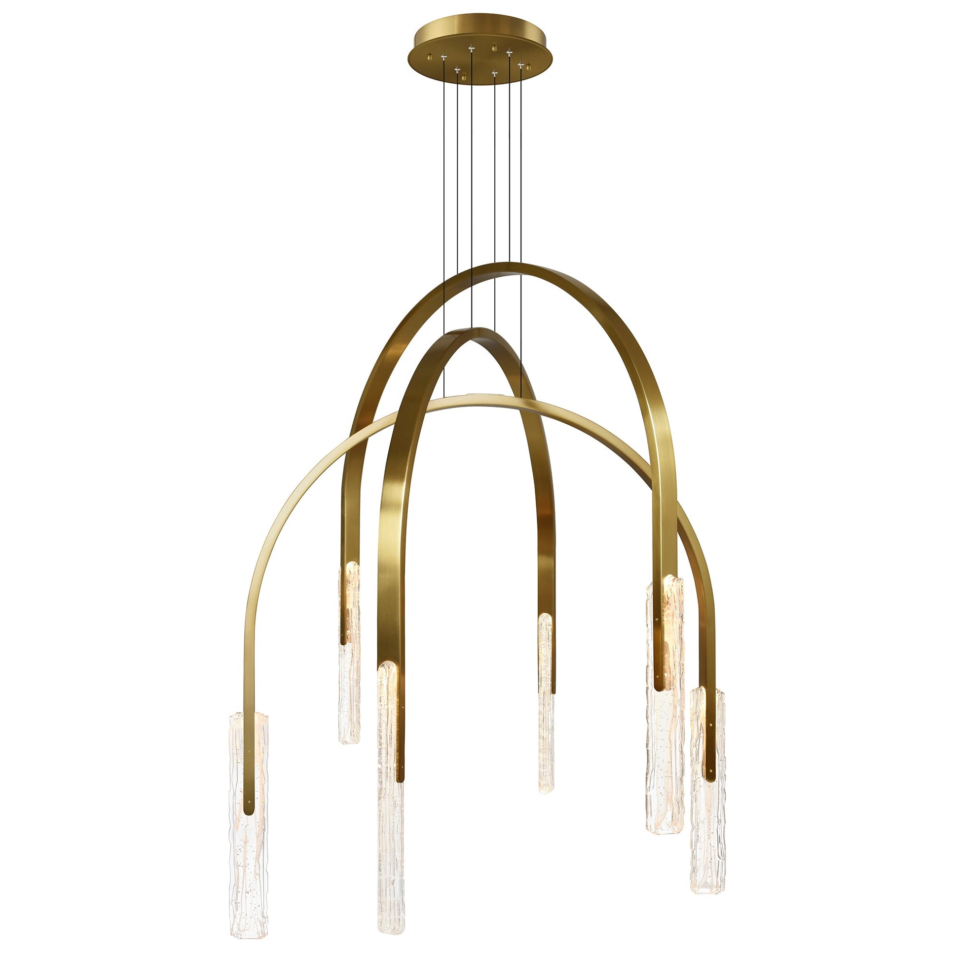 Curva Integrated LED 38in Brass Chandelier with Handcrafted Glass - CWI Lighting