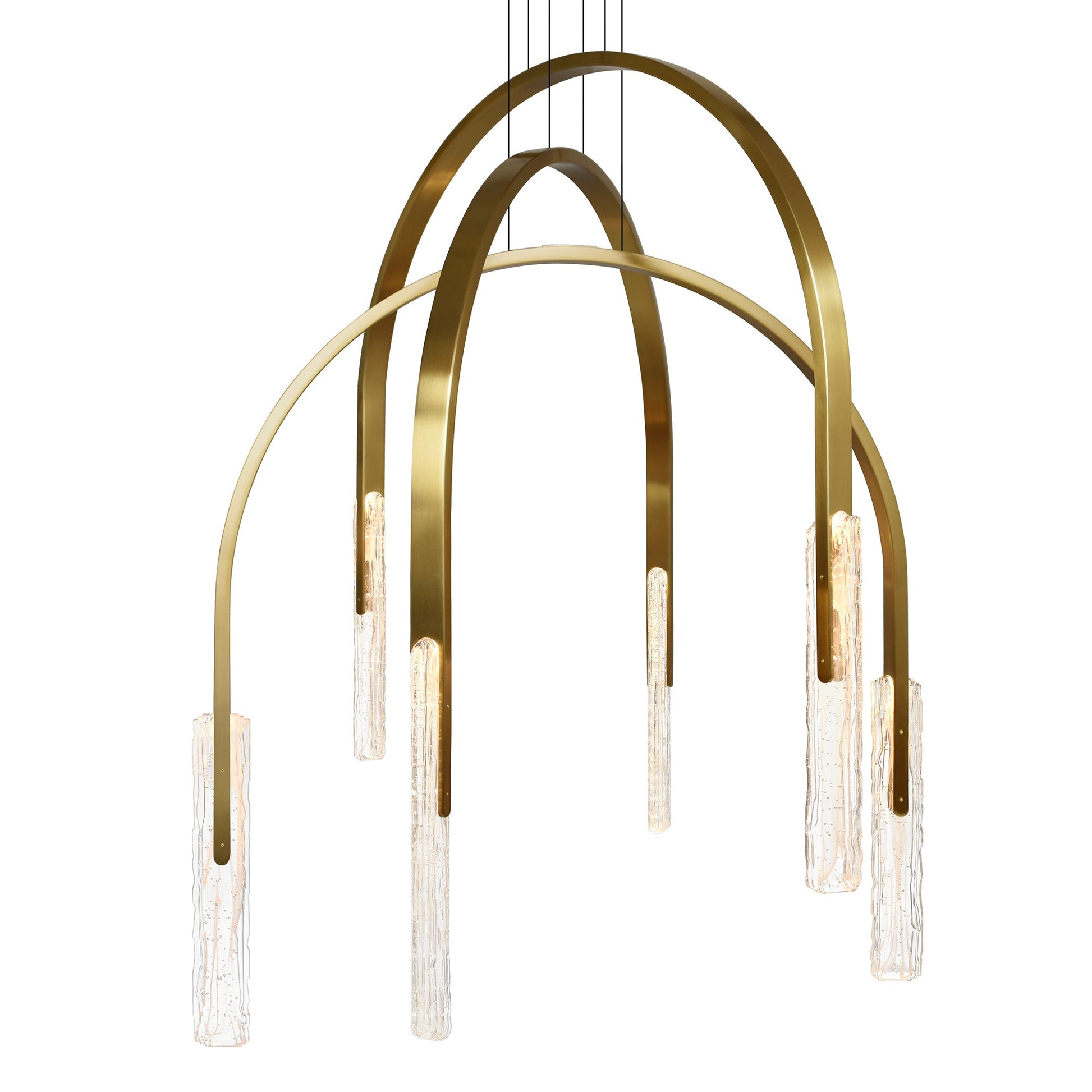 Curva Integrated LED 38in Brass Chandelier with Handcrafted Glass - CWI Lighting