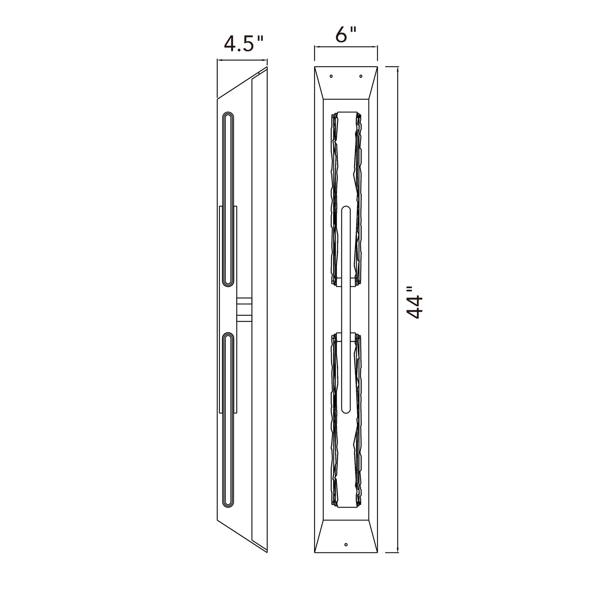 Curva Integrated LED 44in Sand Black Outdoor Wall Light with Handcrafted Glass - CWI Lighting
