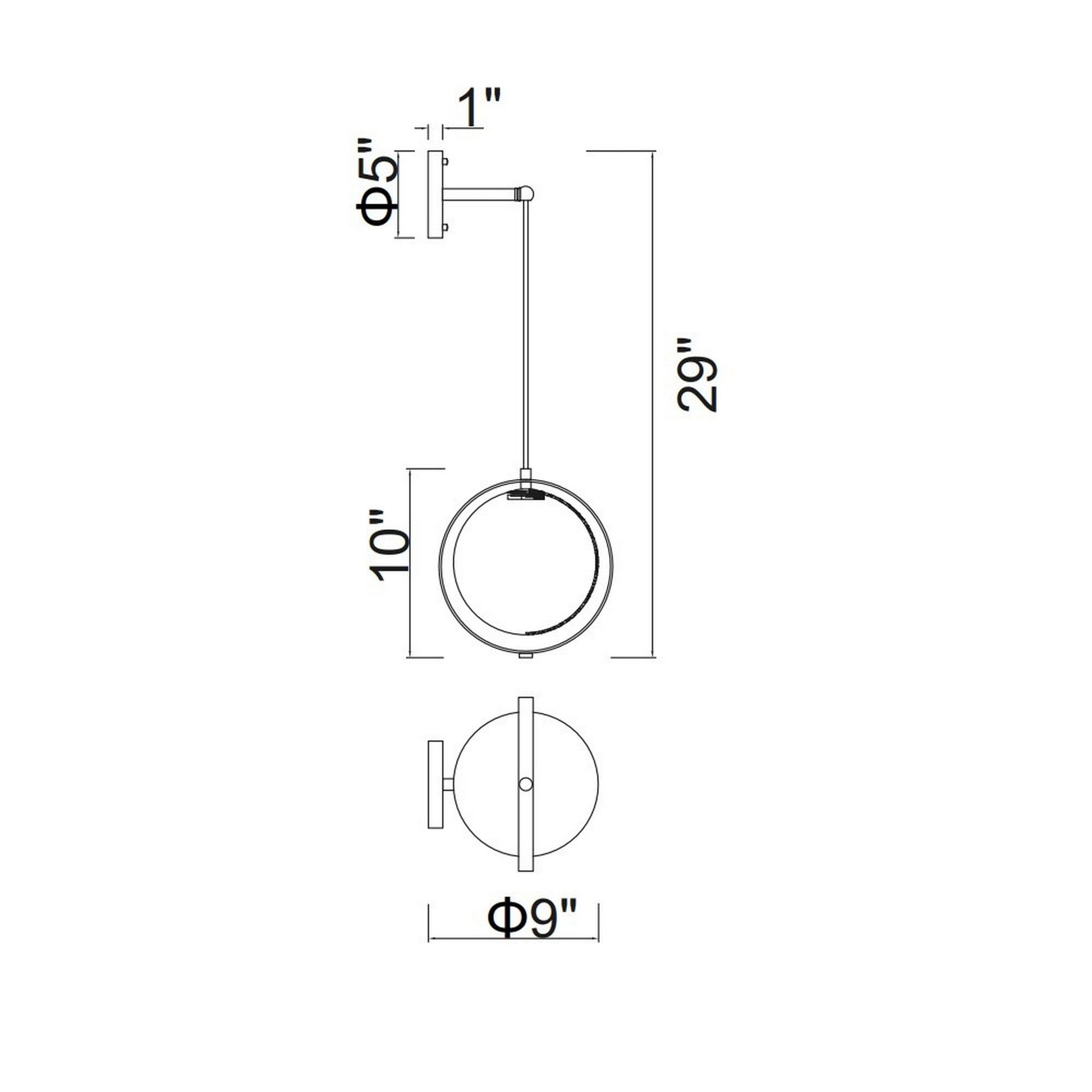 Da Vinci 1 Light 9in Brass Wall Light - CWI Lighting
