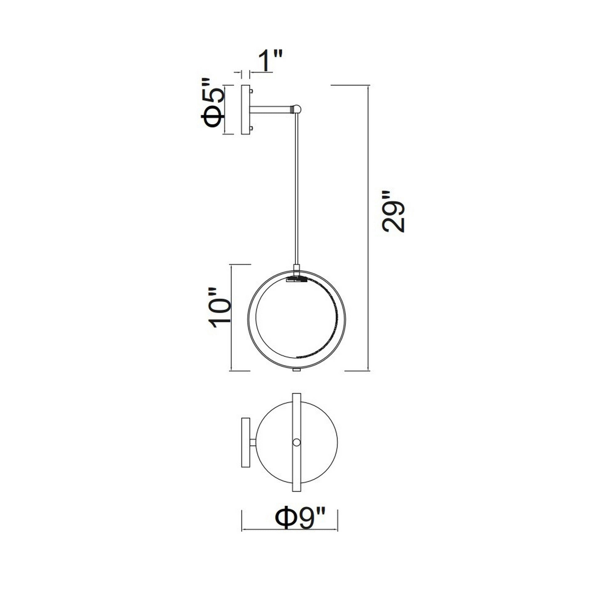 Da Vinci 1 Light 9in Brass Wall Light - CWI Lighting
